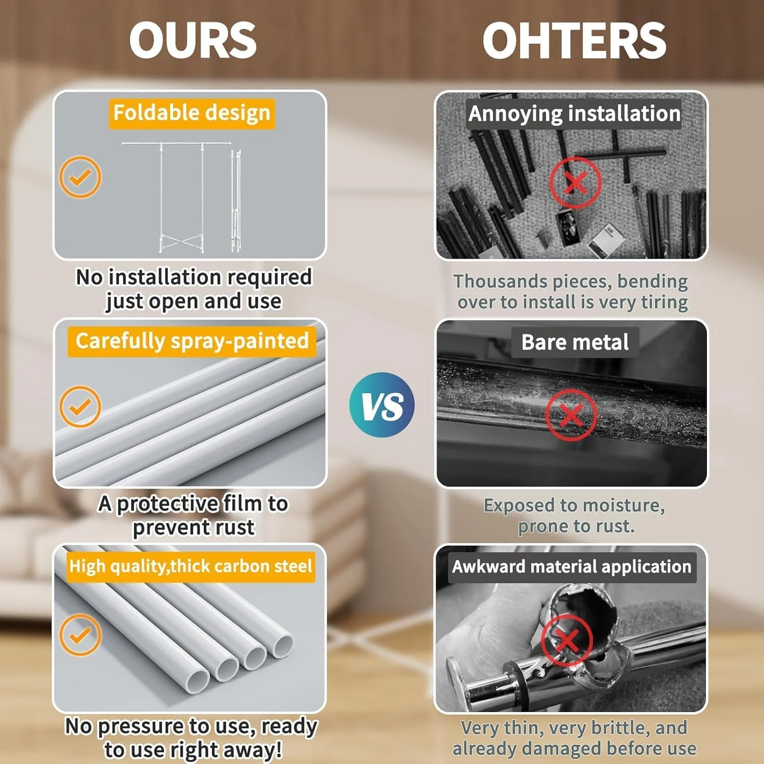 رگال لباس SLEEPHEAD®، رگال لباس تاشو قابل حمل، رگال لباس استیل ضد زنگ قابل تنظیم برای آویزان کردن لباس، رگال لباس سنگین با تحمل وزن 200 کیلوگرم، آماده استفاده، سفید