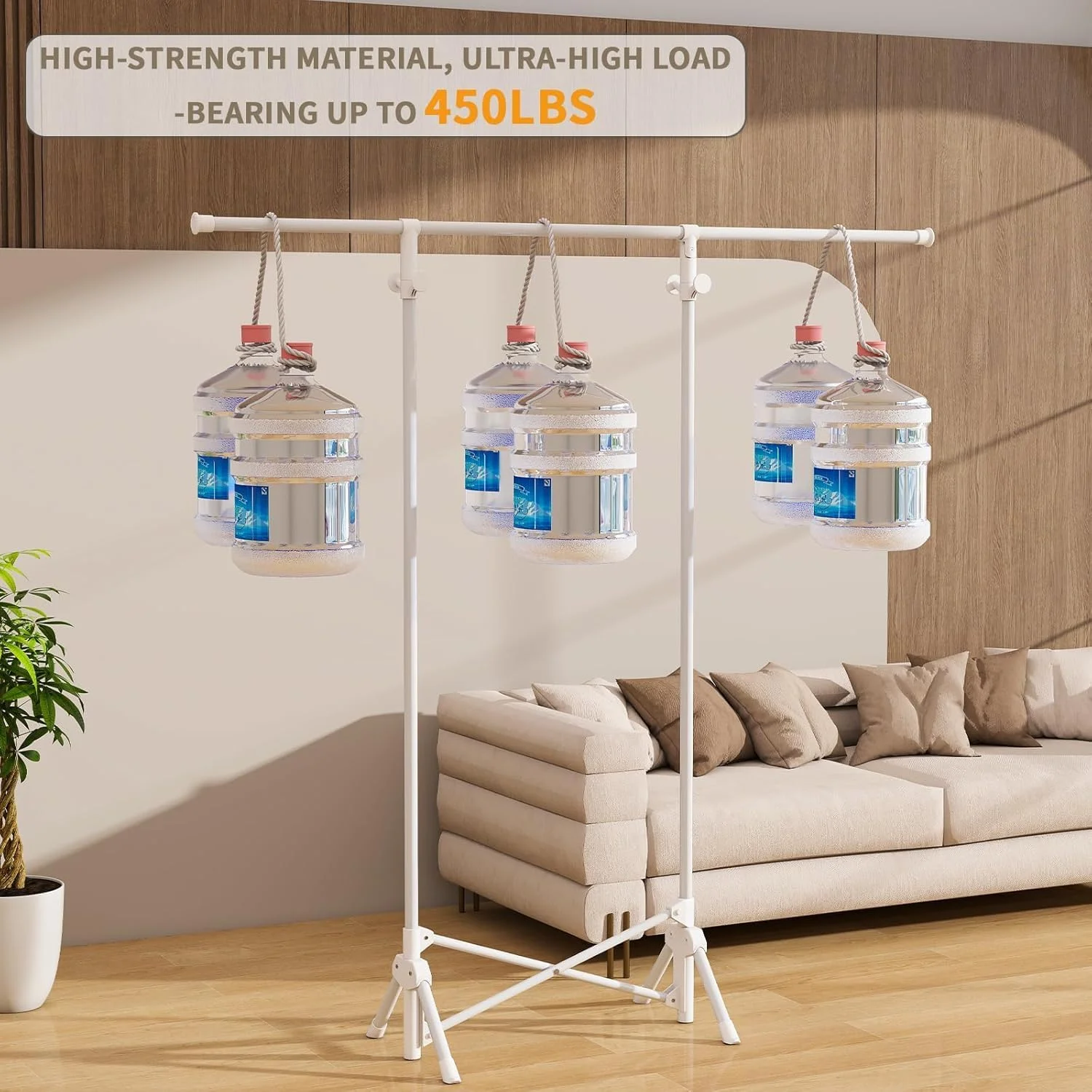 رگال لباس SLEEPHEAD®، رگال لباس تاشو قابل حمل، رگال لباس استیل ضد زنگ قابل تنظیم برای آویزان کردن لباس، رگال لباس سنگین با تحمل وزن 200 کیلوگرم، آماده استفاده، سفید