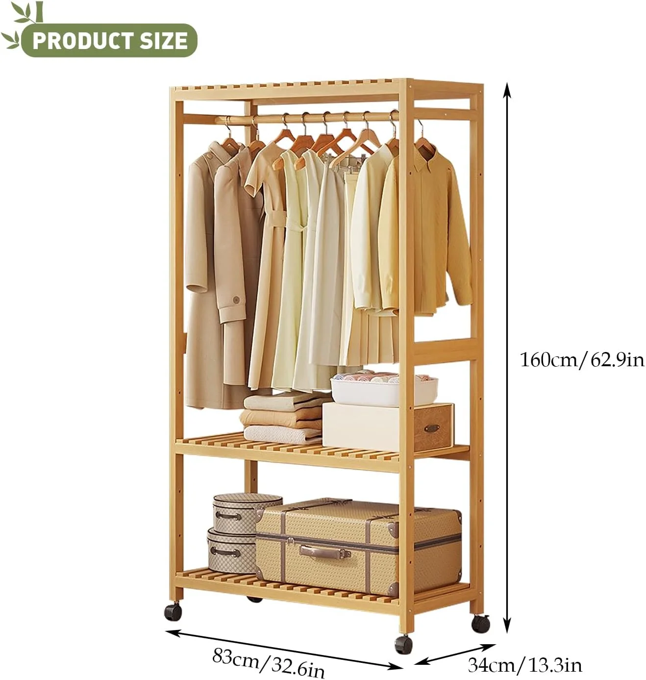رگال لباس سولرکنم، رگال لباس چرخ دار سنگین برای آویزان کردن لباس، سازمان دهنده کمد و رگال لباس با قفسه های قابل تنظیم (طبیعی، 83 x 34 x 160 سانتی متر) رگال لباس سولرکنم، رگال لباس چرخ دار سنگین برای آویزان کردن لباس، سازمان دهنده کمد و رگال لباس با قفسه های قابل تنظیم (طبیعی، 83 x 34 x 160 سانتی متر)