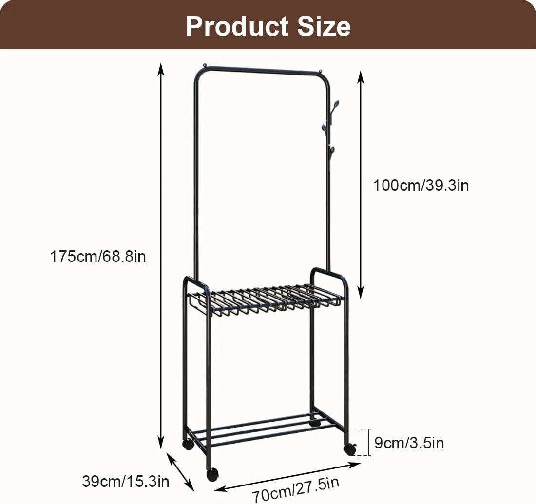 رگال لباس با آویز شلوار، رگال فلزی لباس چرخ دار، رگال لباس ایستاده با آویز شلوار (مشکی، 70 x 39 x 175 سانتی متر) رگال لباس با آویز شلوار، رگال فلزی لباس چرخ دار، رگال لباس ایستاده با آویز شلوار (مشکی، 70 x 39 x 175 سانتی متر)