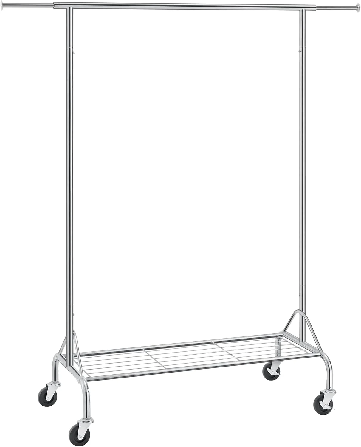 ریل لباس فلزی سنگین Songmics با قفسه کفش، کروم، حداکثر بار 50 کیلوگرم، Hsr02S