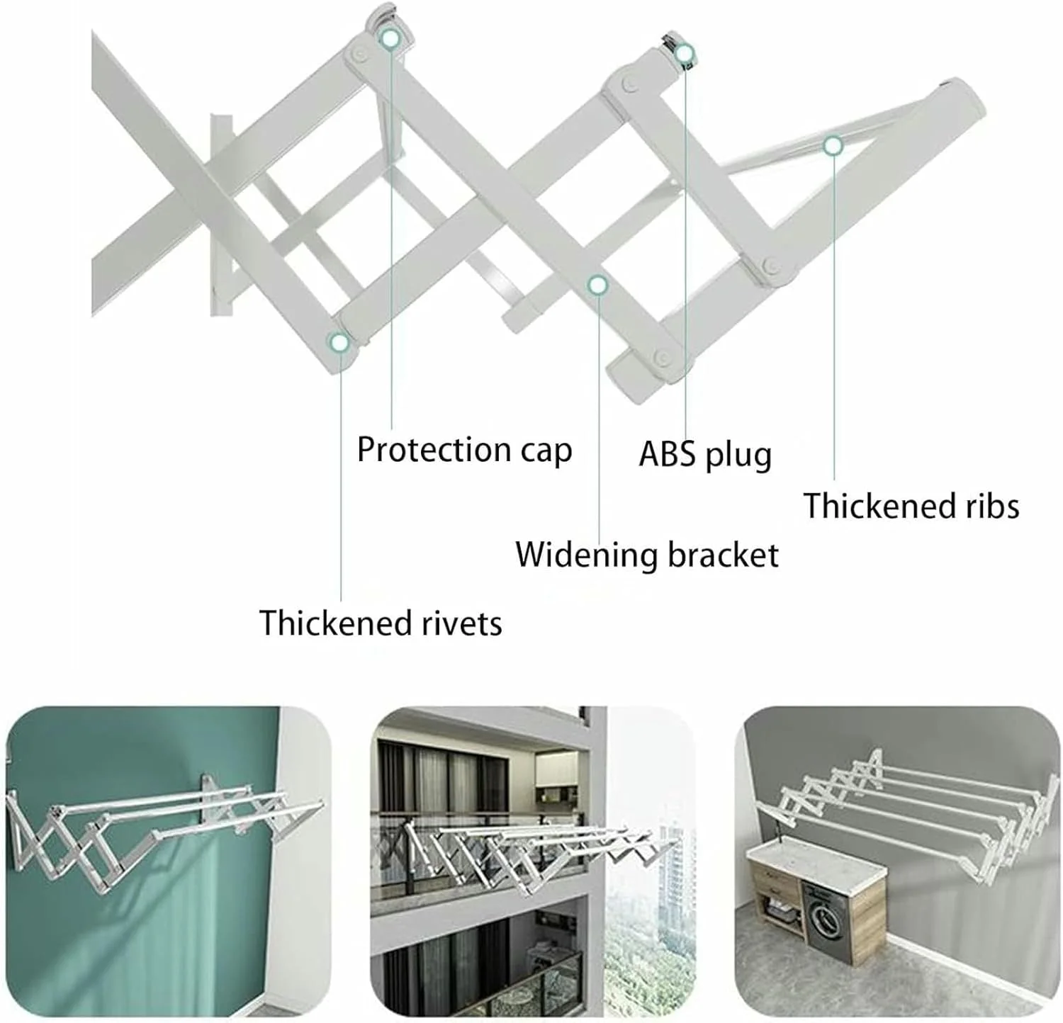 رخت آویز دیواری استیل ضد زنگ با بند رخت جمع شونده، قفسه حوله تاشو برای استفاده در فضای باز و داخل خانه، قفسه خشک کن لباس برای تا کردن و صرفه جویی در فضا رخت آویز دیواری استیل ضد زنگ با بند رخت جمع شونده، قفسه حوله تاشو برای استفاده در فضای باز و داخل خانه، قفسه خشک کن لباس برای تا کردن و صرفه جویی در فضا