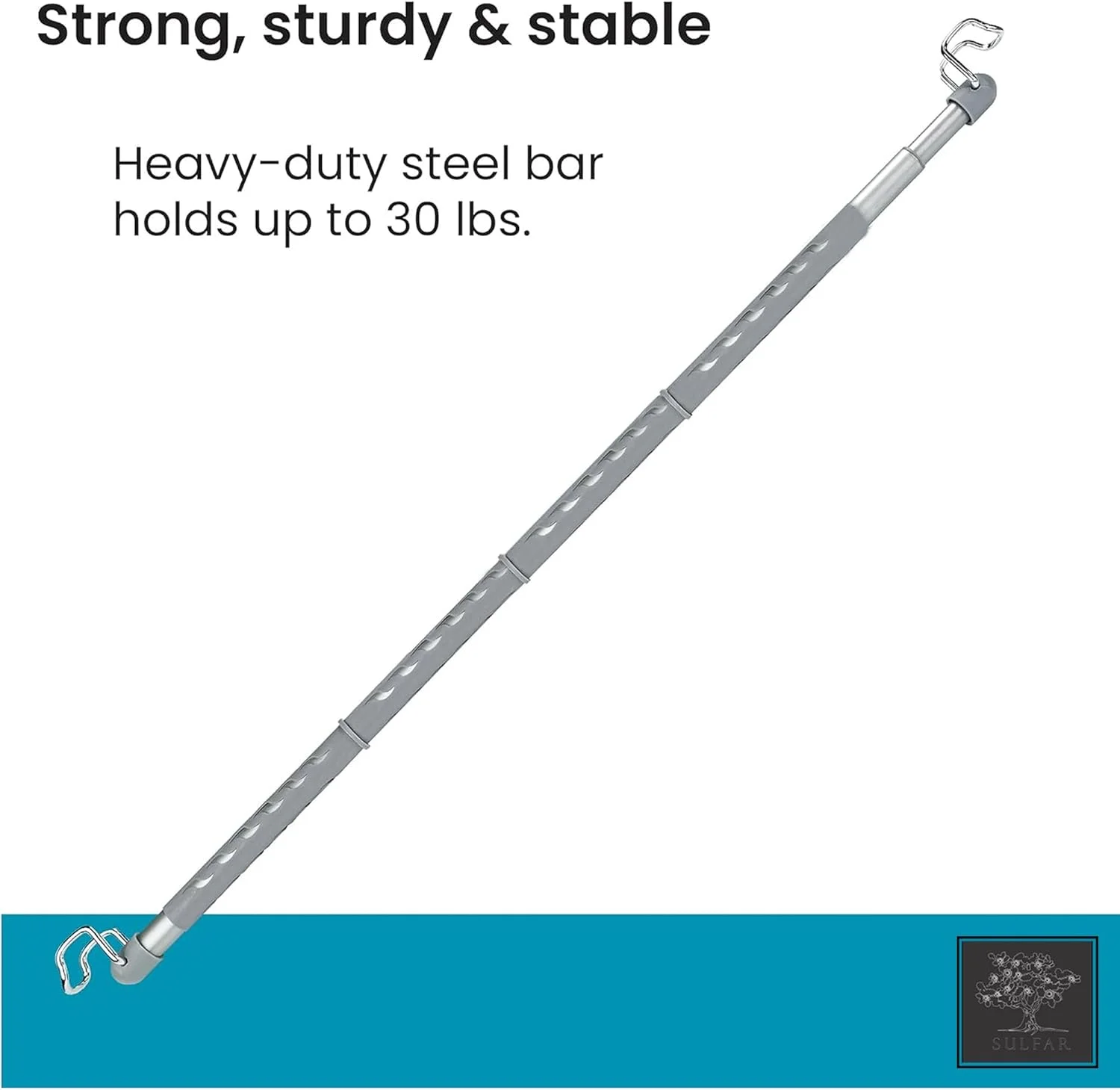 میله آویز لباس خودرو سنگین سولفار - رخت آویز فلزی قابل تنظیم برای خودرو | میله آویز صرفه جویی در فضا برای کت، ژاکت و لباس (بسته 1 عددی)