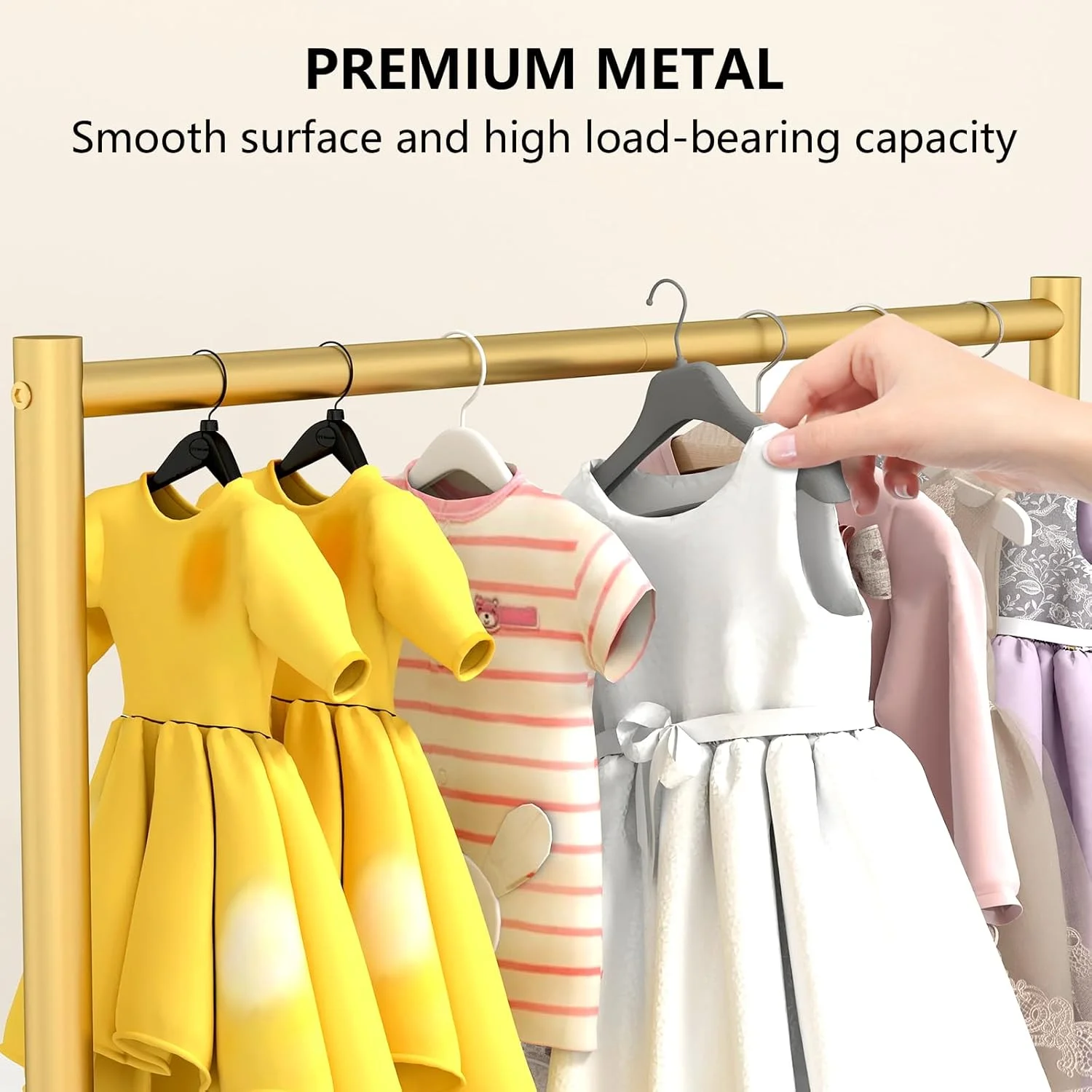 استند لباس کودک STWWO، رگال فلزی لباس کودک، رگال لباس کودک با قفسه، ارگنایزر رگال لباس کودک نوپا، طلایی استند لباس کودک STWWO، رگال فلزی لباس کودک، رگال لباس کودک با قفسه، ارگنایزر رگال لباس کودک نوپا، طلایی