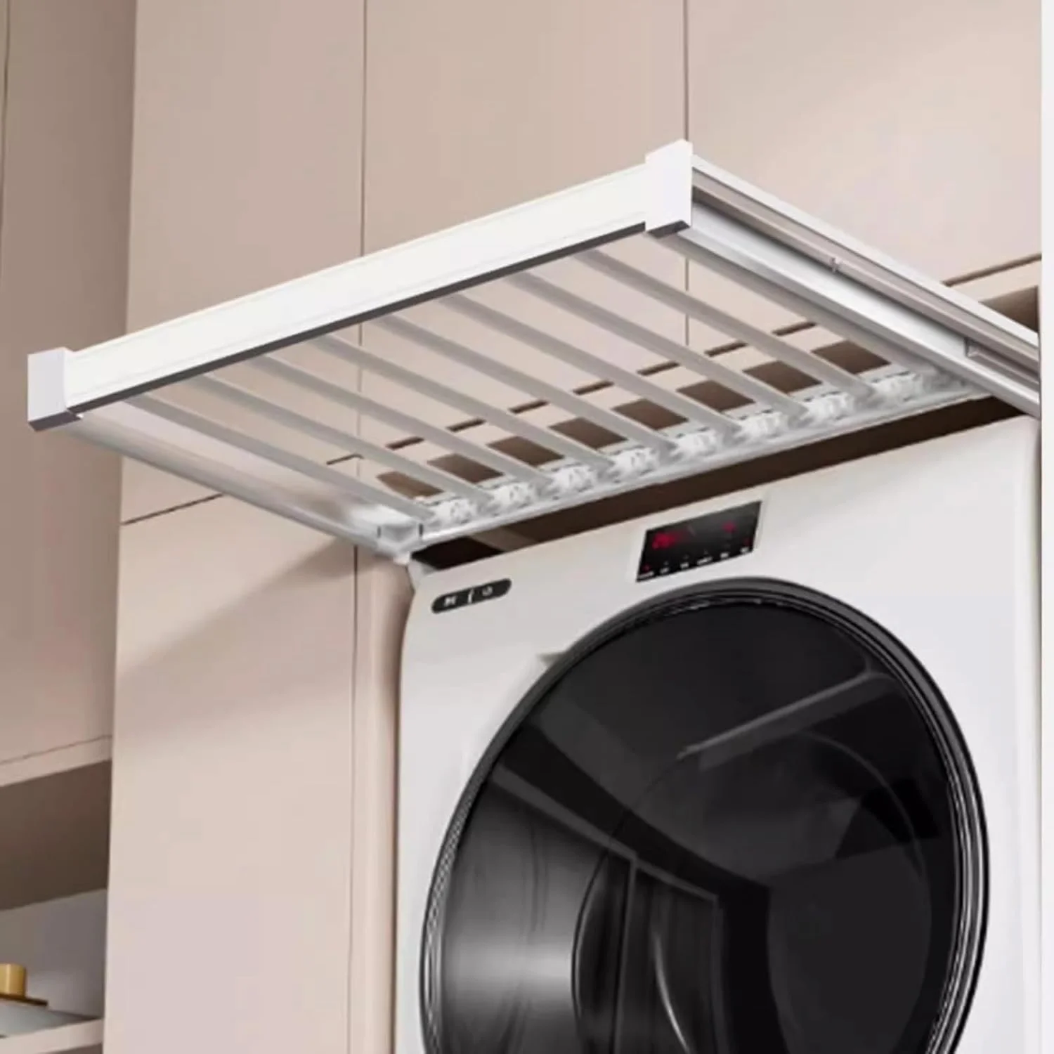 رک لباس شلوار، رک شلوار ماشین لباسشویی - رک خشک کن لباس نامرئی، سبد کشویی داخلی در کمد لباس، کشو شلوار بالکن نوع کشویی با اسلاید، طول ارتقا یافته 85-120 سانتی متر