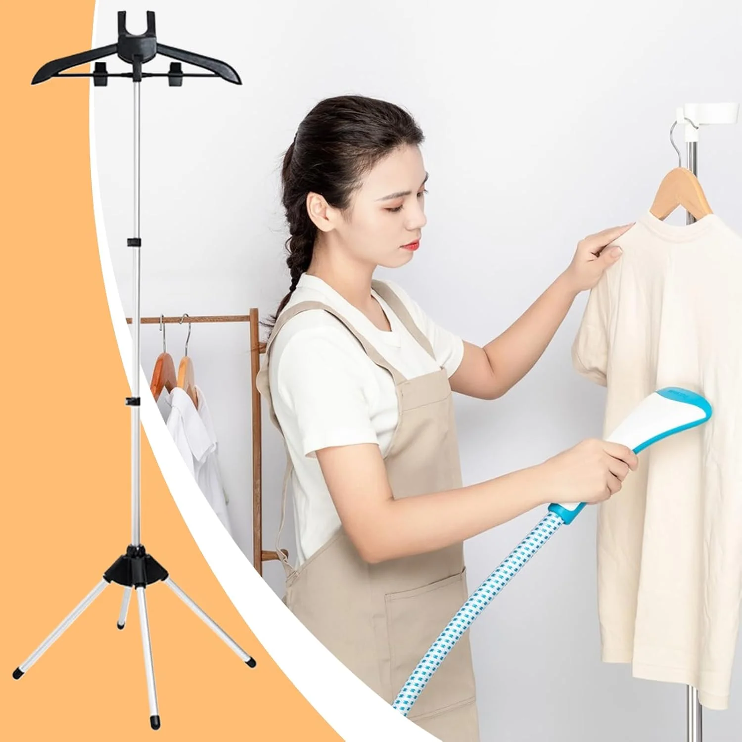 آویز لباس بخارگر، رخت آویز بخار برای اتو کردن لباس، نگهدارنده قابل حمل با ارتفاع قابل تنظیم برای کت، ژاکت، پیراهن، شلوار، لباس مجلسی و پوشاک