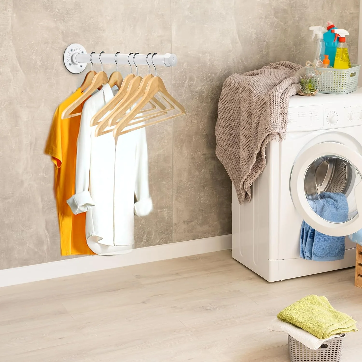 دو عدد میله آویز لباس لوله صنعتی سامناکان، 35 سانتی متری - رگال لباس فلزی مقاوم با پیچ، قفسه نگهدارنده لباس نصب شده روی دیوار برای اتاق خواب، حمام، کمد لباس، بوتیک، فروشگاه لباس، سفید دو عدد میله آویز لباس لوله صنعتی سامناکان، 35 سانتی متری - رگال لباس فلزی مقاوم با پیچ، قفسه نگهدارنده لباس نصب شده روی دیوار برای اتاق خواب، حمام، کمد لباس، بوتیک، فروشگاه لباس، سفید