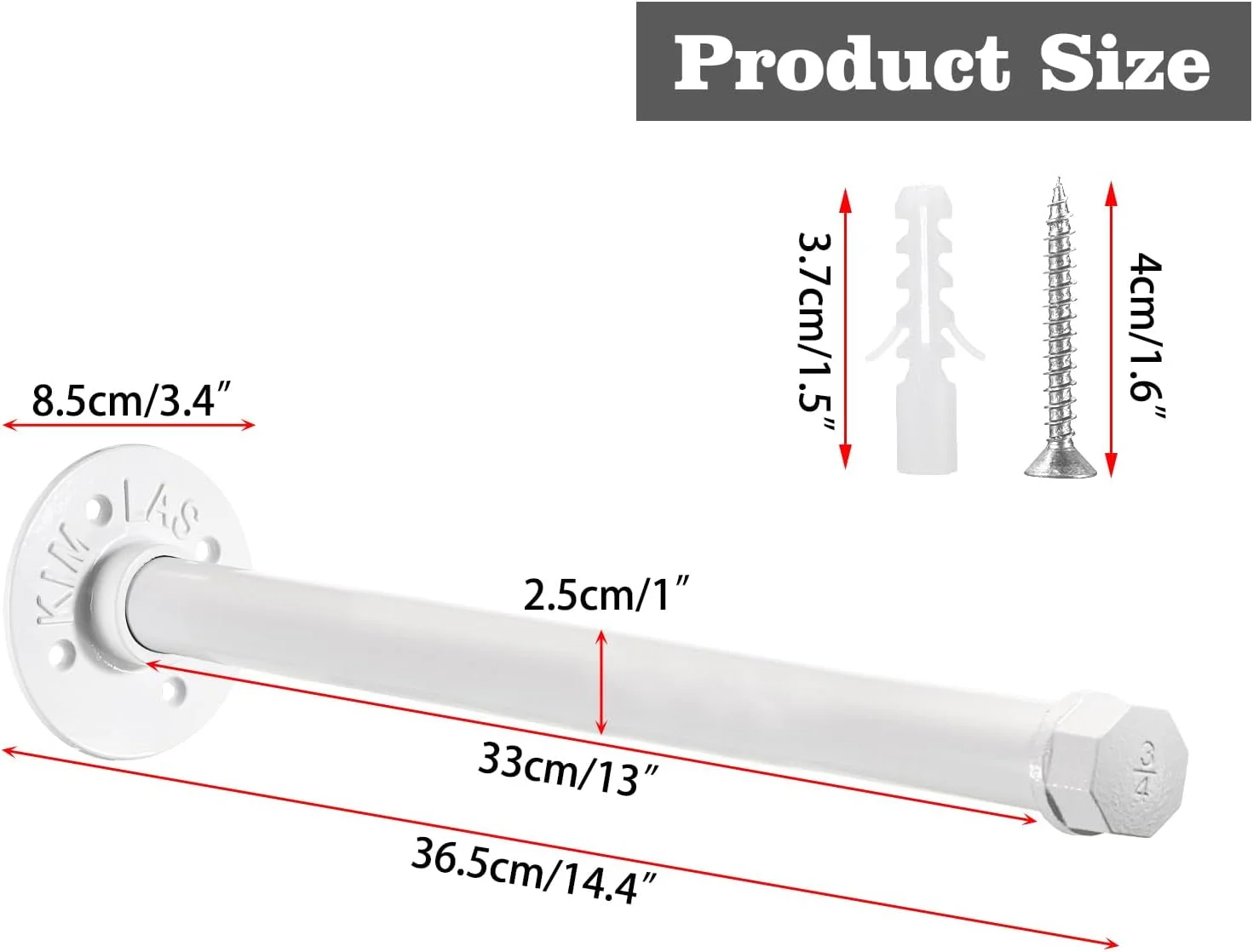 دو عدد میله آویز لباس لوله صنعتی سامناکان، 35 سانتی متری - رگال لباس فلزی مقاوم با پیچ، قفسه نگهدارنده لباس نصب شده روی دیوار برای اتاق خواب، حمام، کمد لباس، بوتیک، فروشگاه لباس، سفید دو عدد میله آویز لباس لوله صنعتی سامناکان، 35 سانتی متری - رگال لباس فلزی مقاوم با پیچ، قفسه نگهدارنده لباس نصب شده روی دیوار برای اتاق خواب، حمام، کمد لباس، بوتیک، فروشگاه لباس، سفید