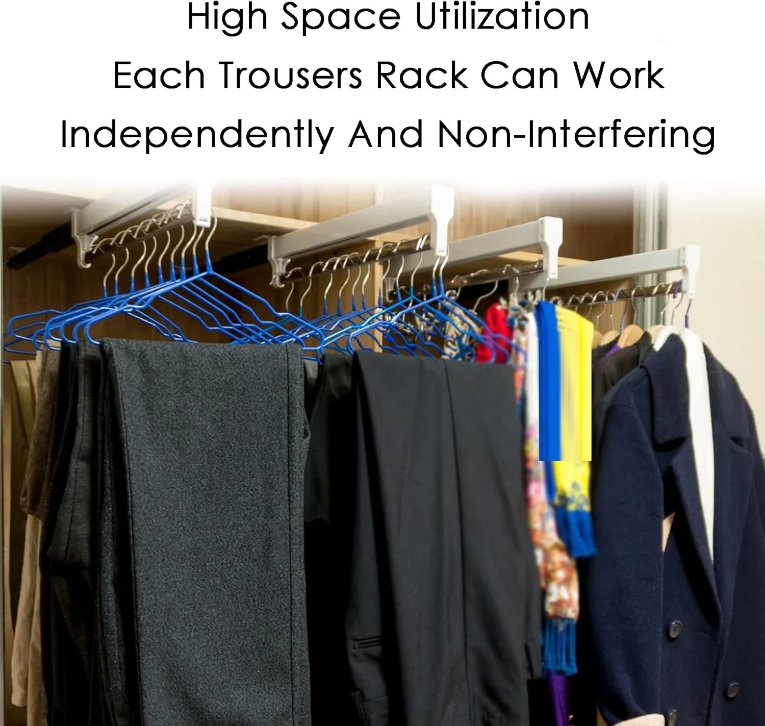 ریل شلوار کشویی، میله آویز قابل گسترش، سازمان دهنده کمد کشویی، میله حوله ای استیل ضد زنگ برای لباس، شال، شلوار جین، حوله، کراوات و شال، 300 میلی متر