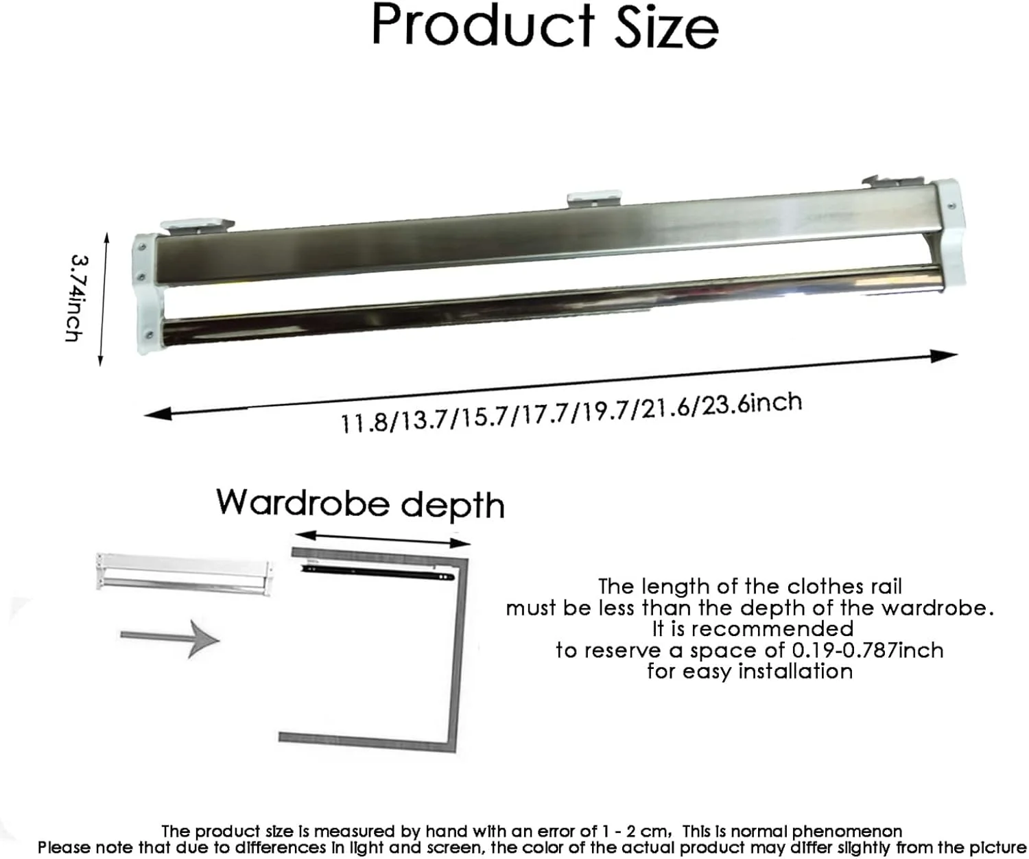 ریل آویز شلوار کشویی کمد لباس، میله آویز جمع شونده برای نگهداری لباس، صرفه جویی در فضا برای لباس، روسری، شلوار جین، حوله، کراوات، شال، سفید - 35 سانتی متر