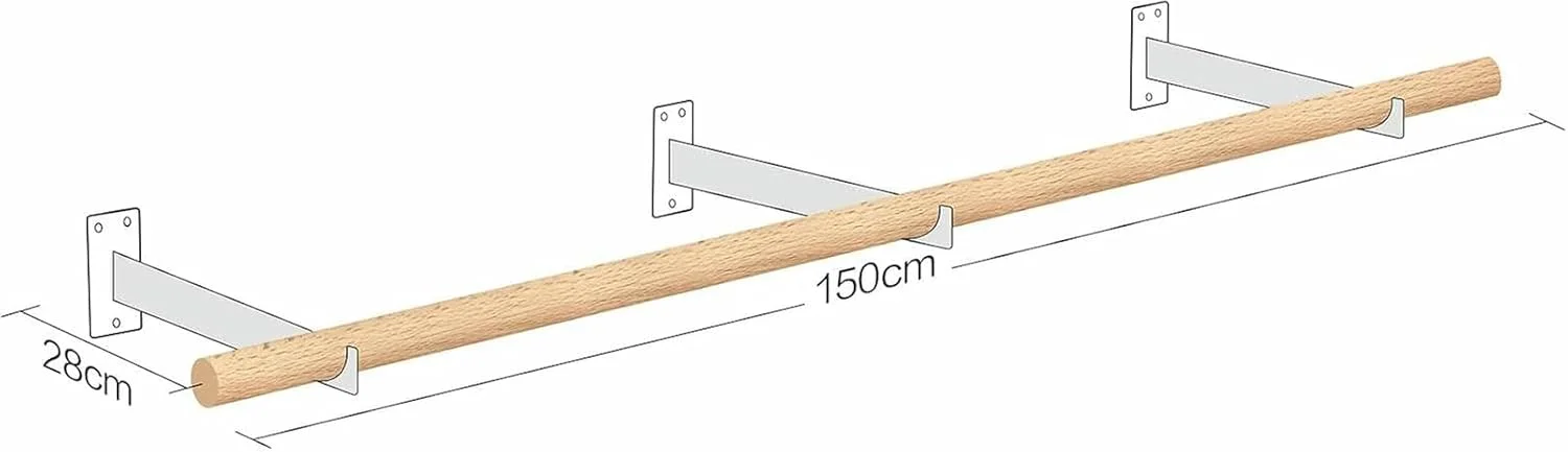 آویز لباس دیواری - میله لباس و استند نمایش چند منظوره، نظم دهنده کمد با میله آویز، قفسه سیمی برای استفاده خانگی/تجاری، قفسه حوله و چوب لباسی