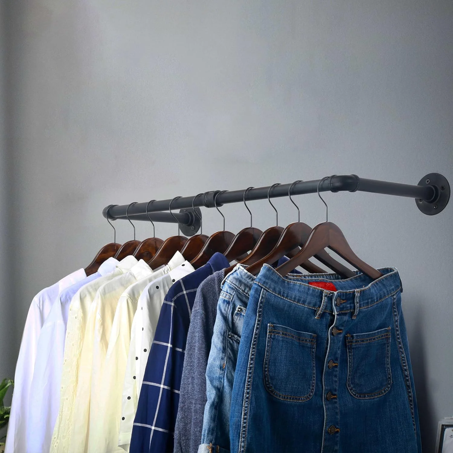 آویز لباس دیواری WEBI، رخت آویز لوله ای صنعتی 60 سانتی متری، میله آویز لباس فلزی سنگین، میله نمایش لباس برای کمد، اتاق لباسشویی، مشکی آویز لباس دیواری WEBI، رخت آویز لوله ای صنعتی 60 سانتی متری، میله آویز لباس فلزی سنگین، میله نمایش لباس برای کمد، اتاق لباسشویی، مشکی