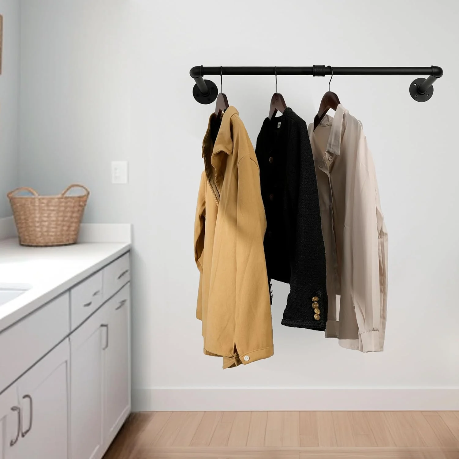 آویز لباس دیواری WEBI، رخت آویز لوله ای صنعتی 60 سانتی متری، میله آویز لباس فلزی سنگین، میله نمایش لباس برای کمد، اتاق لباسشویی، مشکی آویز لباس دیواری WEBI، رخت آویز لوله ای صنعتی 60 سانتی متری، میله آویز لباس فلزی سنگین، میله نمایش لباس برای کمد، اتاق لباسشویی، مشکی