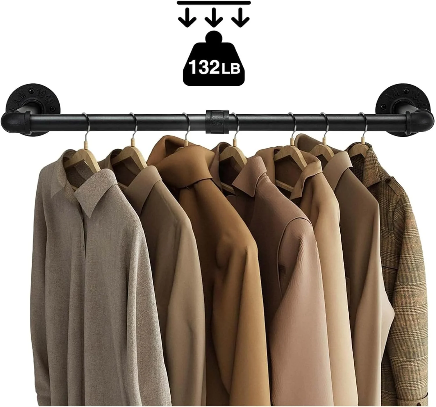 آویز لباس، میله آویز لباس دیواری لوله صنعتی 92.5 سانتیمتری، صرفهجویی در فضا، میله لباس بادوام جداشدنی، میله آویز چند منظوره برای کمد، 2 پایه (بسته 2 عددی) آویز لباس، میله آویز لباس دیواری لوله صنعتی 92.5 سانتیمتری، صرفهجویی در فضا، میله لباس بادوام جداشدنی، میله آویز چند منظوره برای کمد، 2 پایه (بسته 2 عددی)