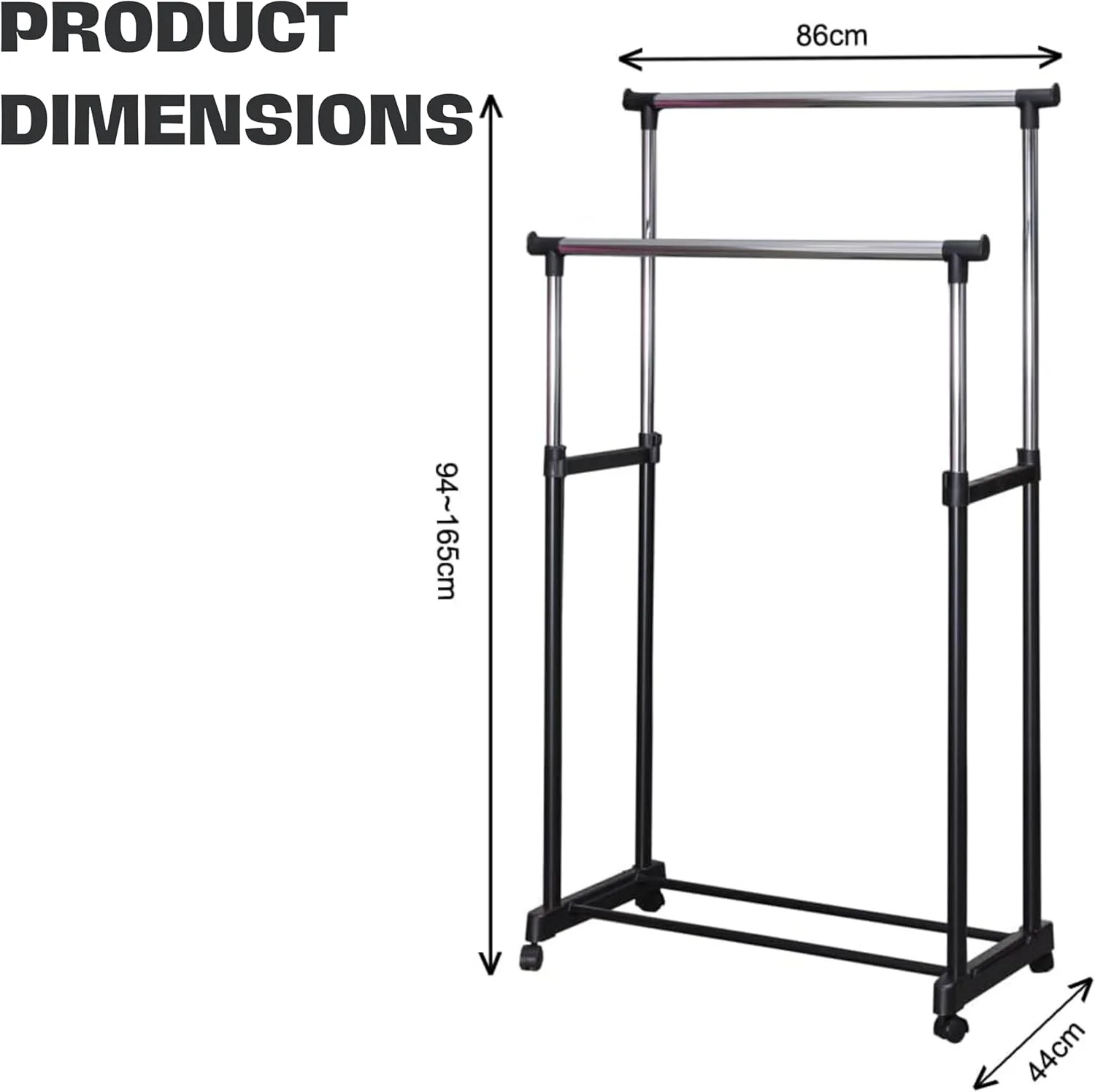 رگال لباس دو طبقه چند منظوره WT-EASYCARE، ریل لباس سنگین | رگال لباس دو میله ای + چرخ با قفسه زیرین برای کفش، کت و شلوار، بلیزر | رگال آویز لباس تاشو قابل حمل رگال لباس دو طبقه چند منظوره WT-EASYCARE، ریل لباس سنگین | رگال لباس دو میله ای + چرخ با قفسه زیرین برای کفش، کت و شلوار، بلیزر | رگال آویز لباس تاشو قابل حمل