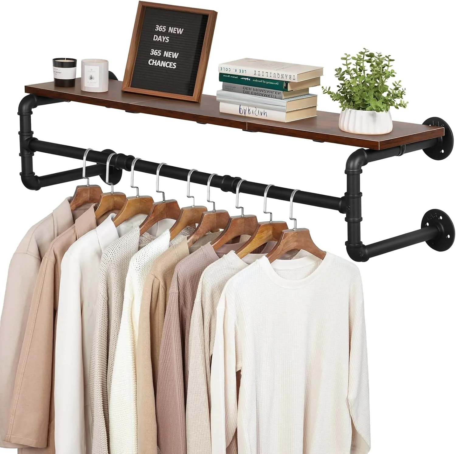 ریل لباس دیواری ybaymy با قفسه، رخت آویز لوله صنعتی، میله آویز لباس دیواری برای صرفه جویی در فضا، میله آویز لباس برای نگهداری کمد، مشکی ریل لباس دیواری ybaymy با قفسه، رخت آویز لوله صنعتی، میله آویز لباس دیواری برای صرفه جویی در فضا، میله آویز لباس برای نگهداری کمد، مشکی