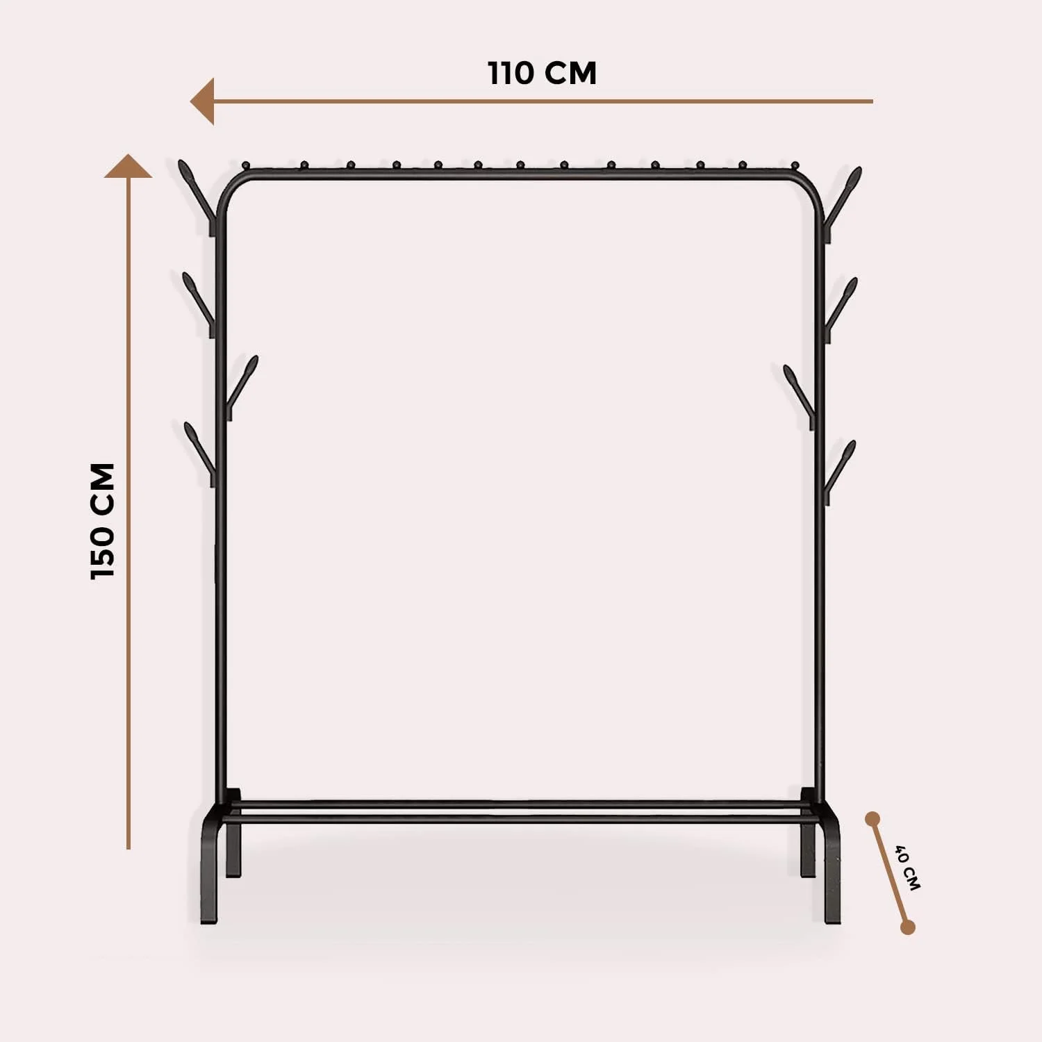 رگال لباس یاقوت™، آویز لباس، رگال لباس با ۸ قلاب جانبی، طول ۱۱۰ سانتی متر، فضای بزرگ برای کفش، لباس، ژاکت، چتر، کلاه، شال و کیف دستی رگال لباس یاقوت™، آویز لباس، رگال لباس با ۸ قلاب جانبی، طول ۱۱۰ سانتی متر، فضای بزرگ برای کفش، لباس، ژاکت، چتر، کلاه، شال و کیف دستی