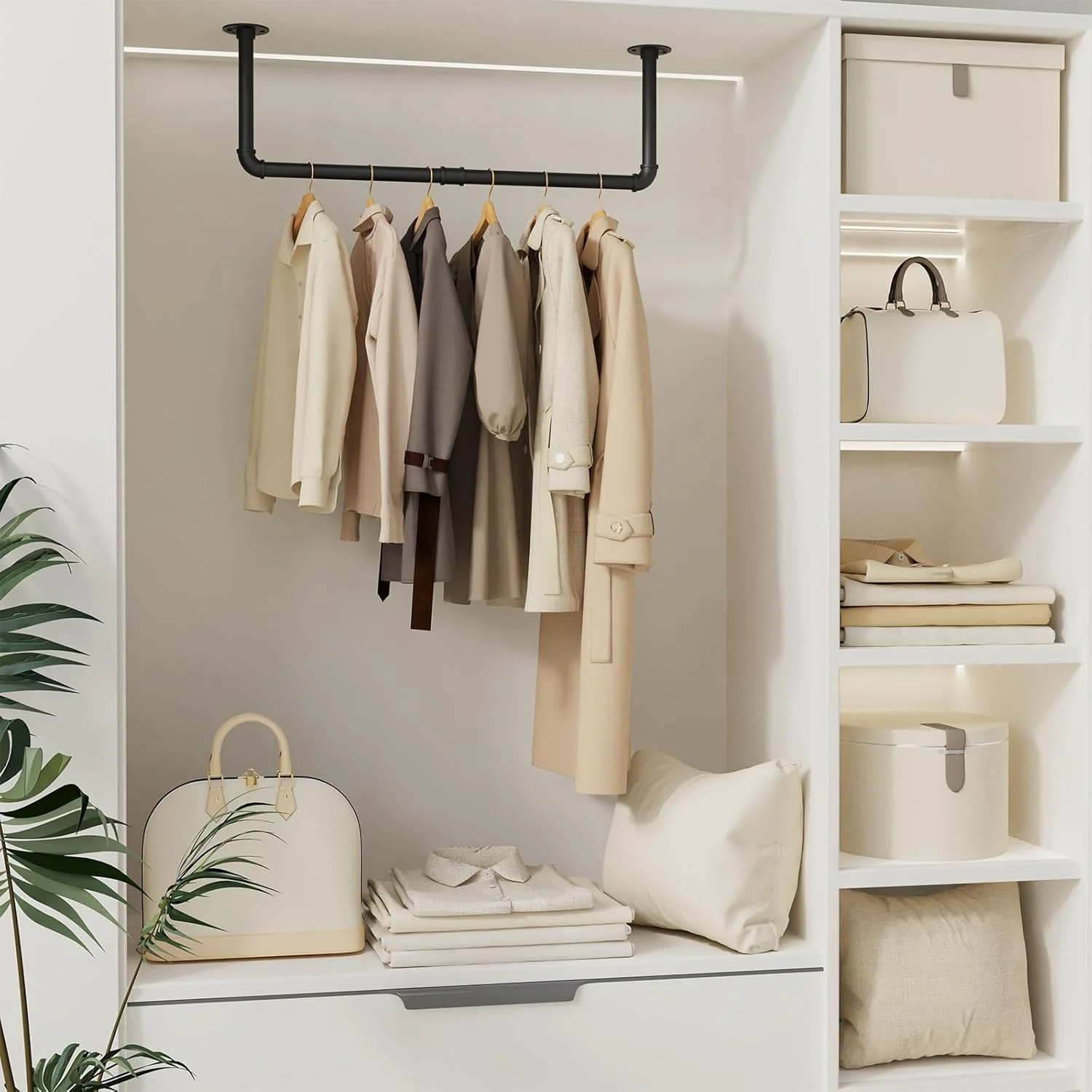 رگال لباس لوله صنعتی Yawinhe، میله آویز دیواری سنگین 80 سانتی متری، آویز دیواری صرفه جویی در فضا، میله آویز چند منظوره برای رختشویی، اتاق نشیمن و کمد، مشکی، 1 عدد رگال لباس لوله صنعتی Yawinhe، میله آویز دیواری سنگین 80 سانتی متری، آویز دیواری صرفه جویی در فضا، میله آویز چند منظوره برای رختشویی، اتاق نشیمن و کمد، مشکی، 1 عدد