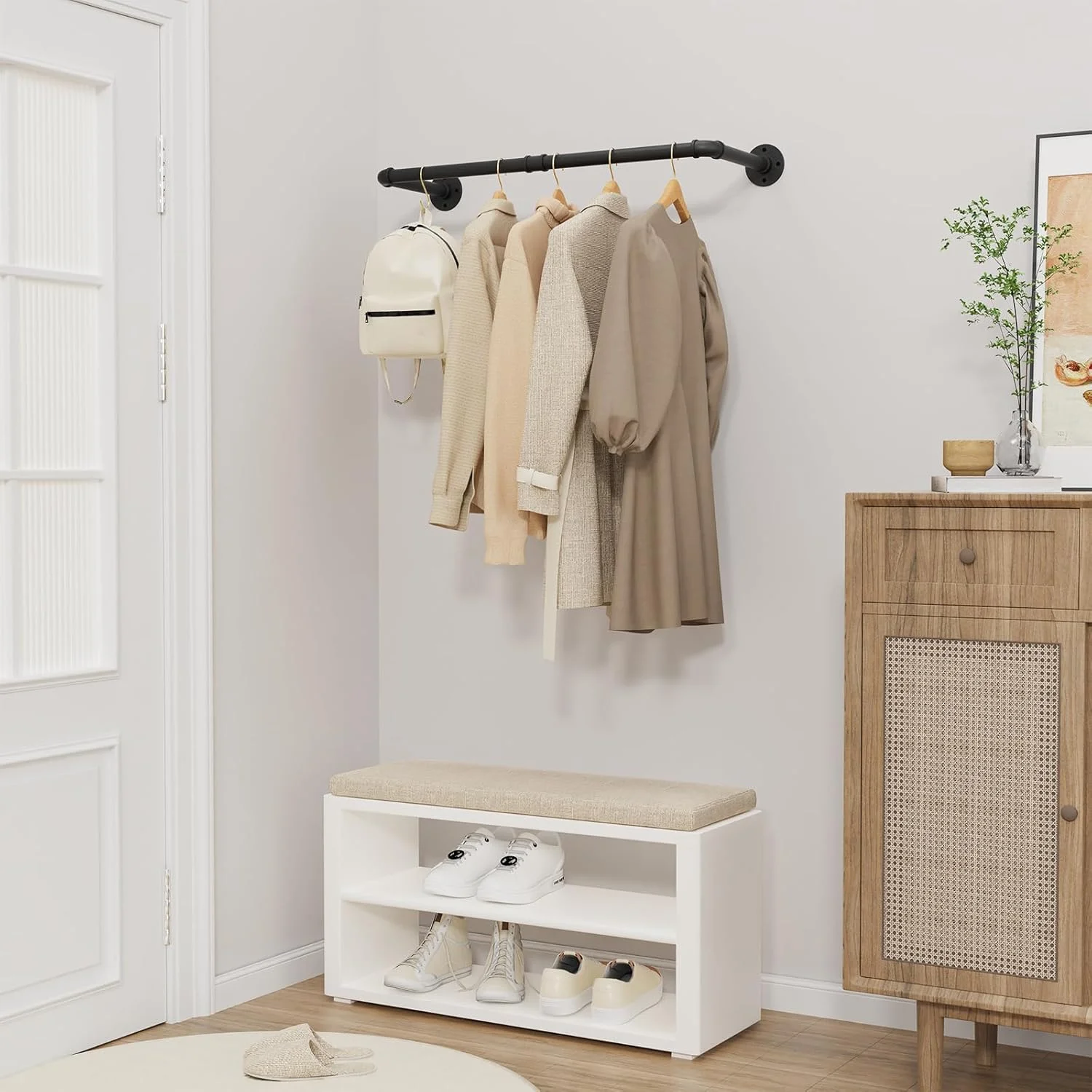 رگال لباس لوله صنعتی Yawinhe، میله آویز دیواری سنگین 80 سانتی متری، آویز دیواری صرفه جویی در فضا، میله آویز چند منظوره برای رختشویی، اتاق نشیمن و کمد، مشکی، 1 عدد رگال لباس لوله صنعتی Yawinhe، میله آویز دیواری سنگین 80 سانتی متری، آویز دیواری صرفه جویی در فضا، میله آویز چند منظوره برای رختشویی، اتاق نشیمن و کمد، مشکی، 1 عدد