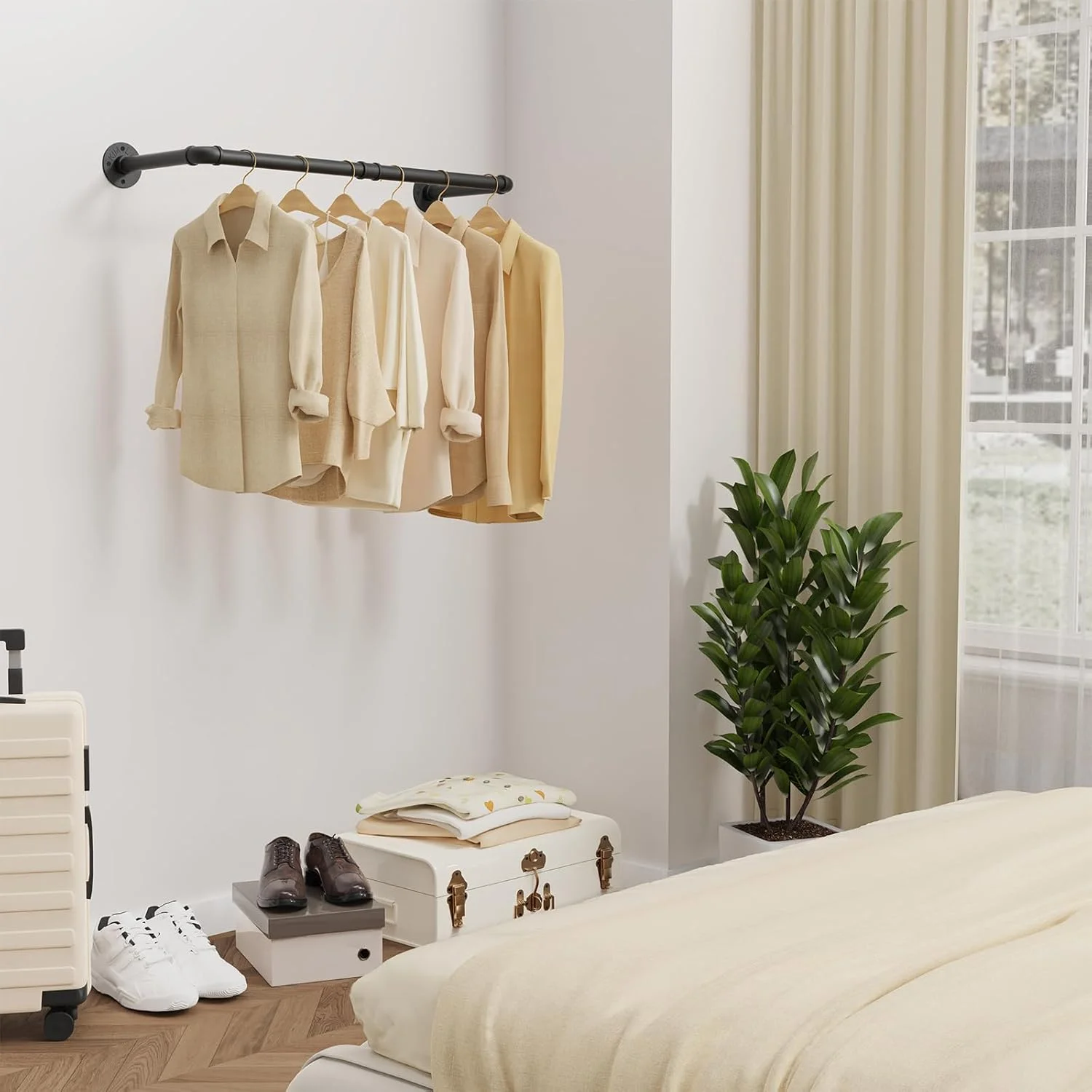 رگال لباس لوله صنعتی Yawinhe، میله آویز دیواری سنگین 80 سانتی متری، آویز دیواری صرفه جویی در فضا، میله آویز چند منظوره برای رختشویی، اتاق نشیمن و کمد، مشکی، 1 عدد رگال لباس لوله صنعتی Yawinhe، میله آویز دیواری سنگین 80 سانتی متری، آویز دیواری صرفه جویی در فضا، میله آویز چند منظوره برای رختشویی، اتاق نشیمن و کمد، مشکی، 1 عدد