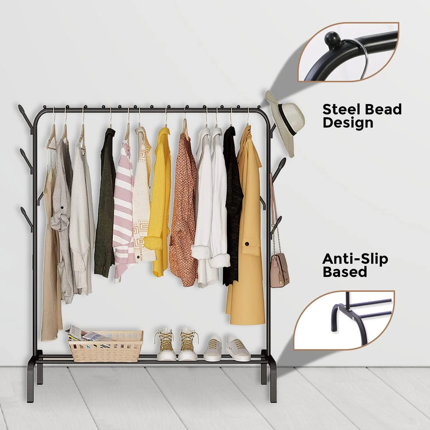 رگال لباس یاقوت™، آویز لباس، رگال لباس با ۸ قلاب جانبی، طول ۱۱۰ سانتی متر، فضای بزرگ برای کفش، لباس، ژاکت، چتر، کلاه، شال و کیف دستی رگال لباس یاقوت™، آویز لباس، رگال لباس با ۸ قلاب جانبی، طول ۱۱۰ سانتی متر، فضای بزرگ برای کفش، لباس، ژاکت، چتر، کلاه، شال و کیف دستی