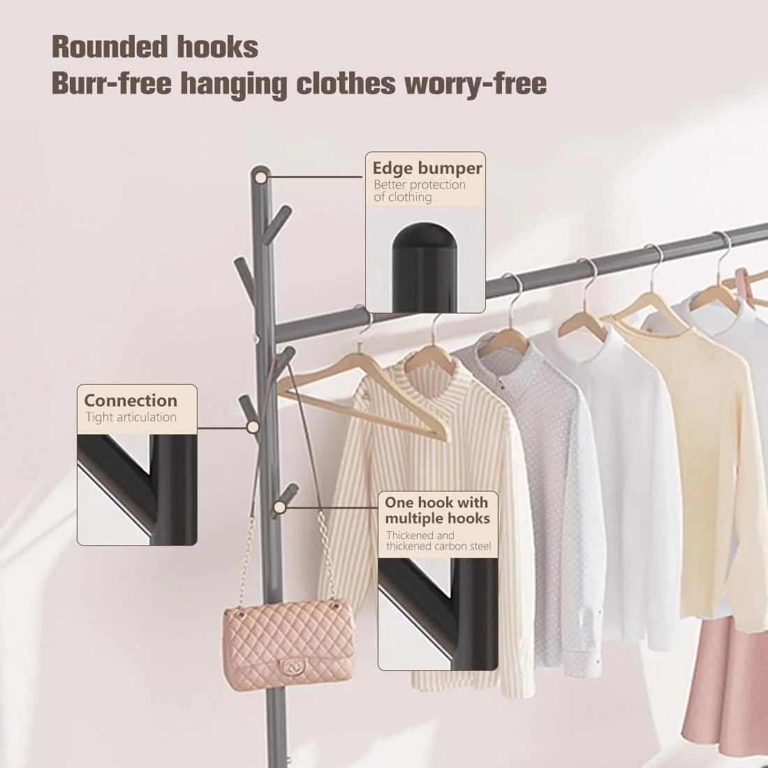 رگال لباس Yoqiren، رگال آویز لباس با قفسه های زیرین و سبد، رگال چند منظوره با چرخ رگال لباس Yoqiren، رگال آویز لباس با قفسه های زیرین و سبد، رگال چند منظوره با چرخ