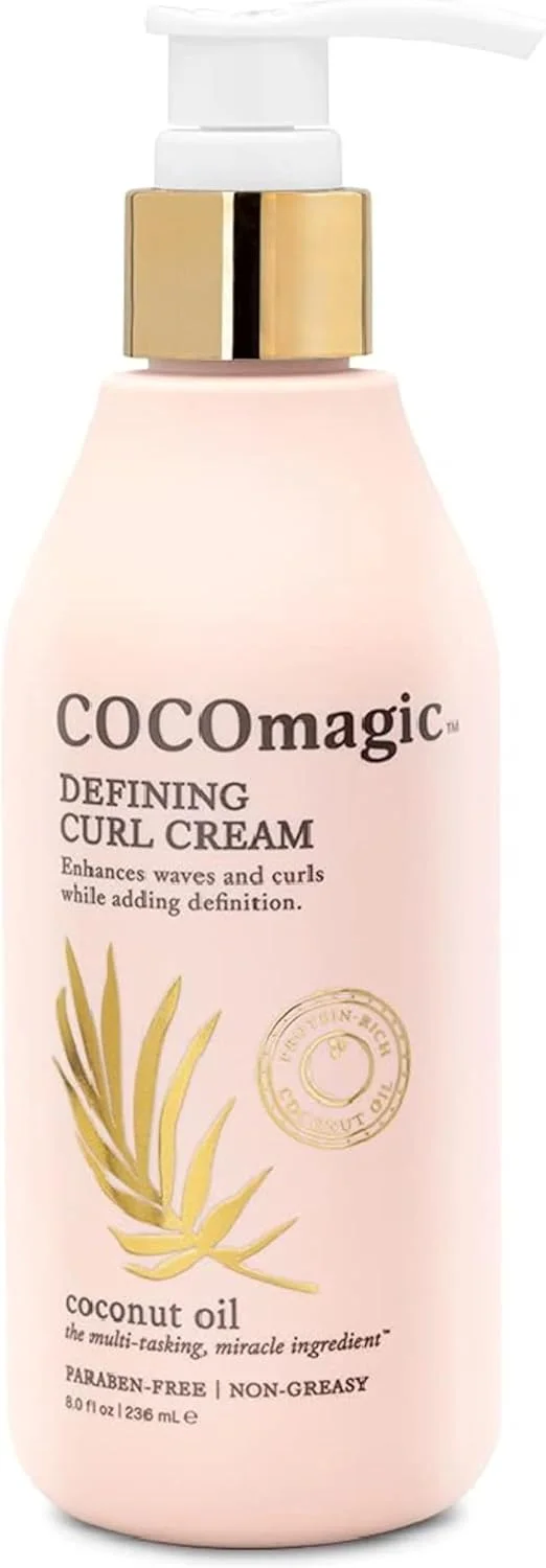 کرم حالت دهنده موی فر Cocomagic | کنترل بیشتر وز مو | محافظت در برابر موخوره و شکستگی | بدون پارابن، بدون تست حیوانی، ساخت آمریکا (236 میلی لیتر)