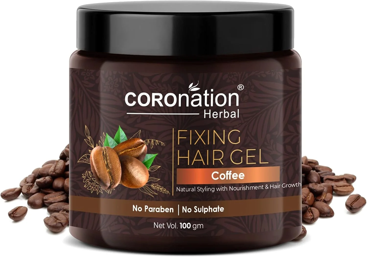 ژل موی قهوه گیاهی تاجگذاری برای آقایان و بانوان | برای تغذیه، حالت دهی و نگهداری قوی | برای رشد و تقویت مو