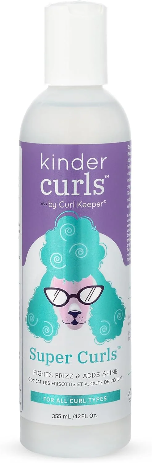 محلول مو فرفری Kinder Curls Super Curls - حالت دهنده مبتنی بر آب و بدون سیلیکون که با وز شدن مو مبارزه می کند و درخشش می بخشد (355 میلی لیتر)