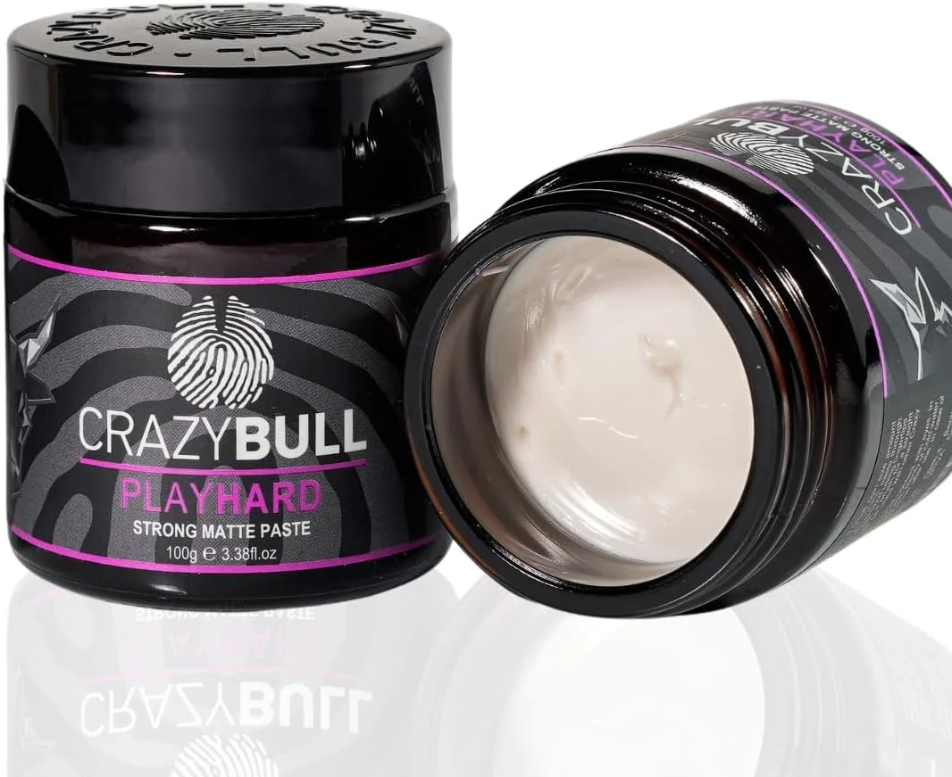 خمیر موی کریزِی بول مدل Play Hard - حالت دهنده و حجم دهنده مو - محصولی با قدرت نگهداری فوق العاده قوی برای موهای مردانه و زنانه - بافت طبیعی مات، بدون درخشش، محلول در آب، وگان