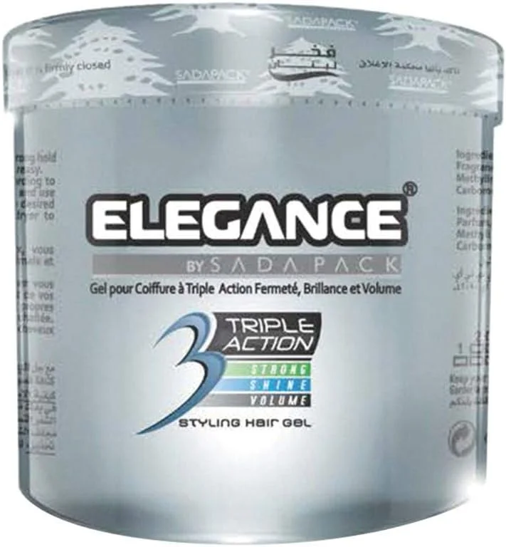 ژل موی سه کاره Elegance - نقره ای، 1000 میلی لیتر | حالت دهی قوی، درخشش براق، حالت دهی انعطاف پذیر