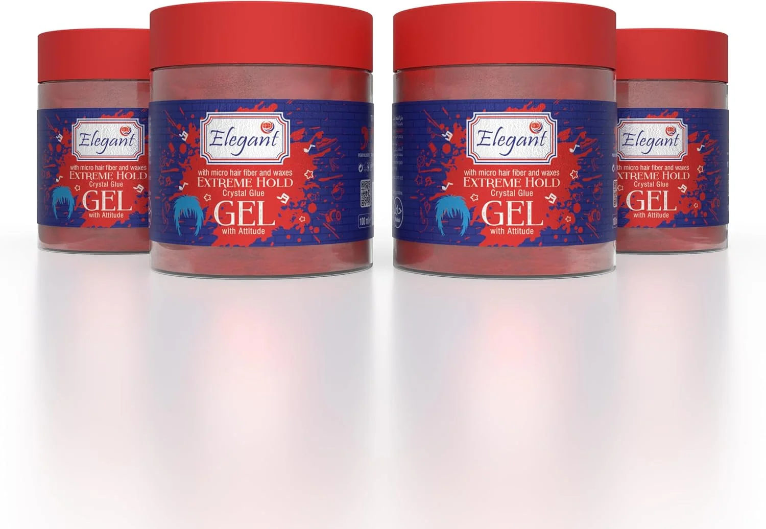 ژل موی اِلِگانس – قدرت نگهداری فوق العاده – ۱۰۰ میلی لیتر – بسته ۴ عددی – ژل حالت دهنده چسبی کریستالی، خشک شدن سریع و بدون پوسته شدن، مدل موی ماندگار