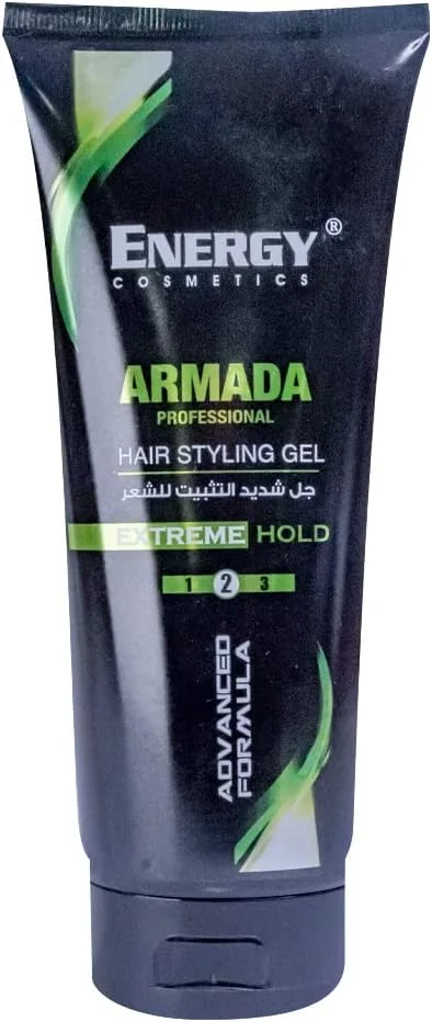 ژل حالت دهنده موی حرفه ای Energy Cosmetics Armada، نگهدارنده قوی، خشک شدن سریع، بدون پوسته و مقاوم در برابر رطوبت، ایده آل برای انواع مو، 200 میلی لیتر