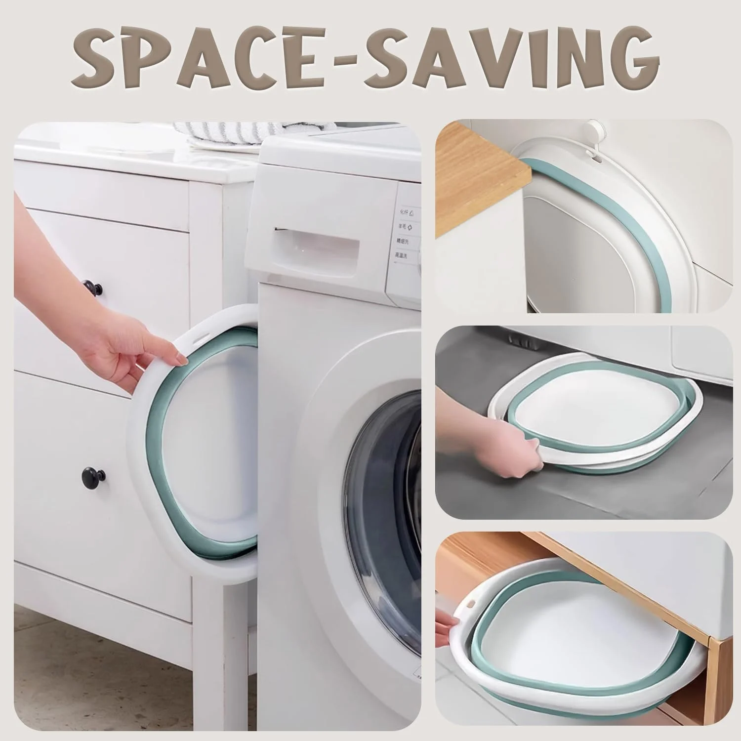 لگن تاشو، لگن پلاستیکی قابل حمل، لگن چند منظوره مسافرتی برای شستشوی ظروف، میوه و سبزیجات، لباس، پیاده روی، آبی، بزرگ