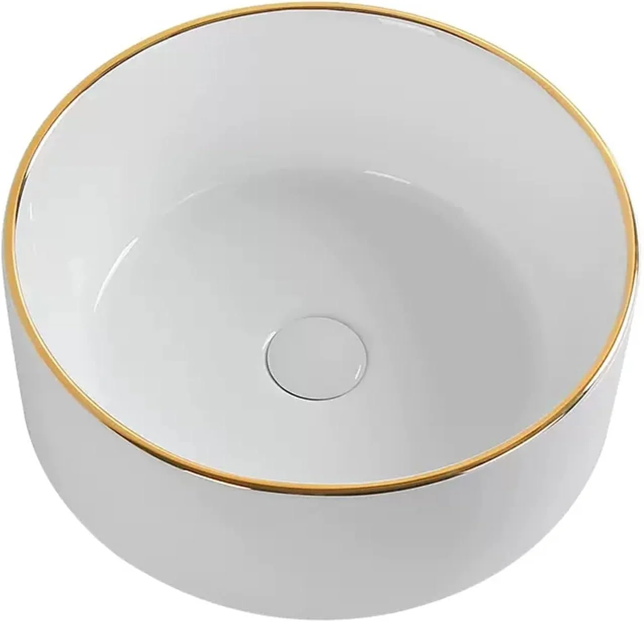 روشویی سرویس بهداشتی، روشویی سرامیکی گرد سفید و زیبا، کاسه روشویی چینی برای هتل، واحد روشویی با تخلیه پاپ آپ و تزئینات لبه طلایی روشویی سرویس بهداشتی، روشویی سرامیکی گرد سفید و زیبا، کاسه روشویی چینی برای هتل، واحد روشویی با تخلیه پاپ آپ و تزئینات لبه طلایی