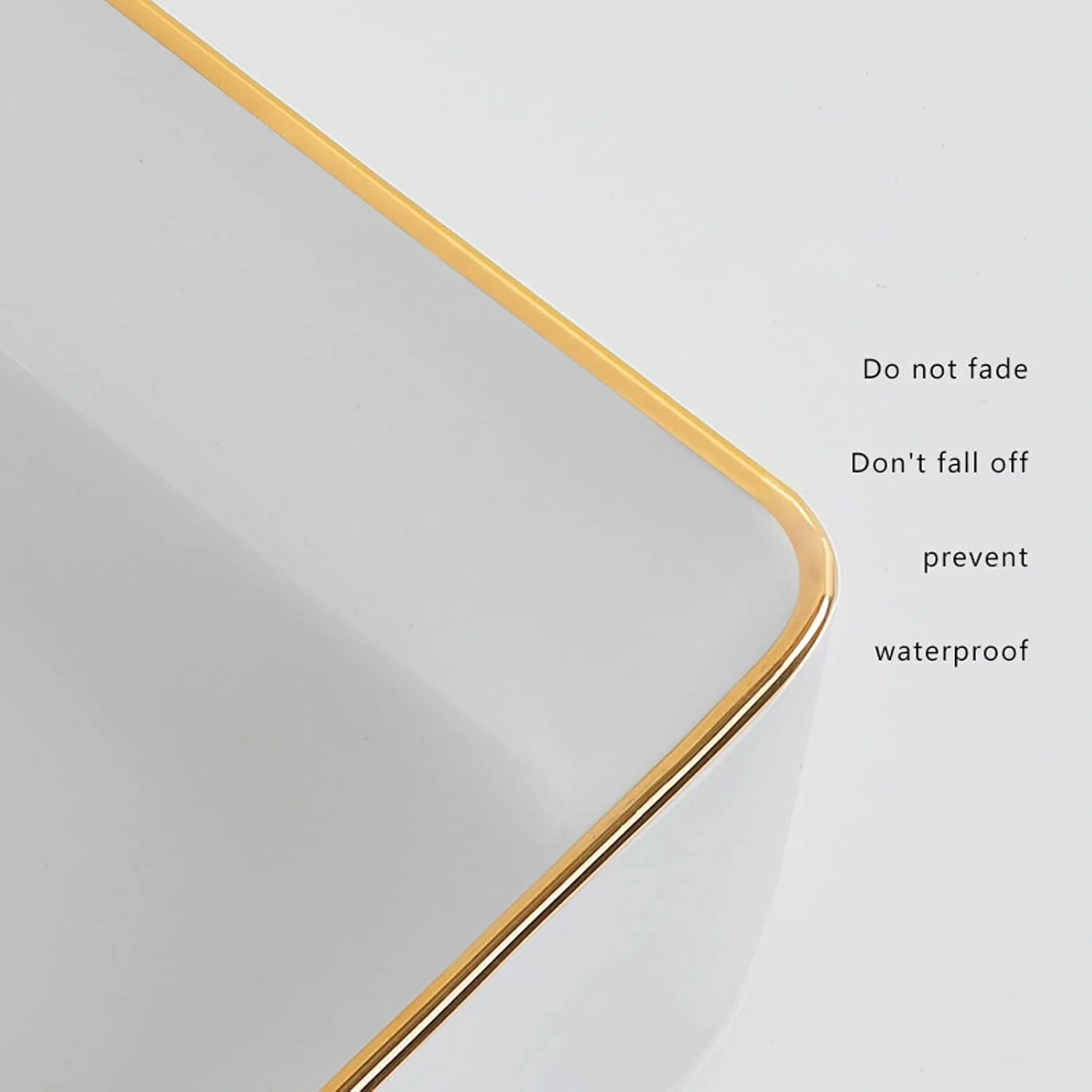 روشویی سرویس بهداشتی، روشویی سرامیکی گرد سفید و زیبا، کاسه روشویی چینی برای هتل، واحد روشویی با تخلیه پاپ آپ و تزئینات لبه طلایی