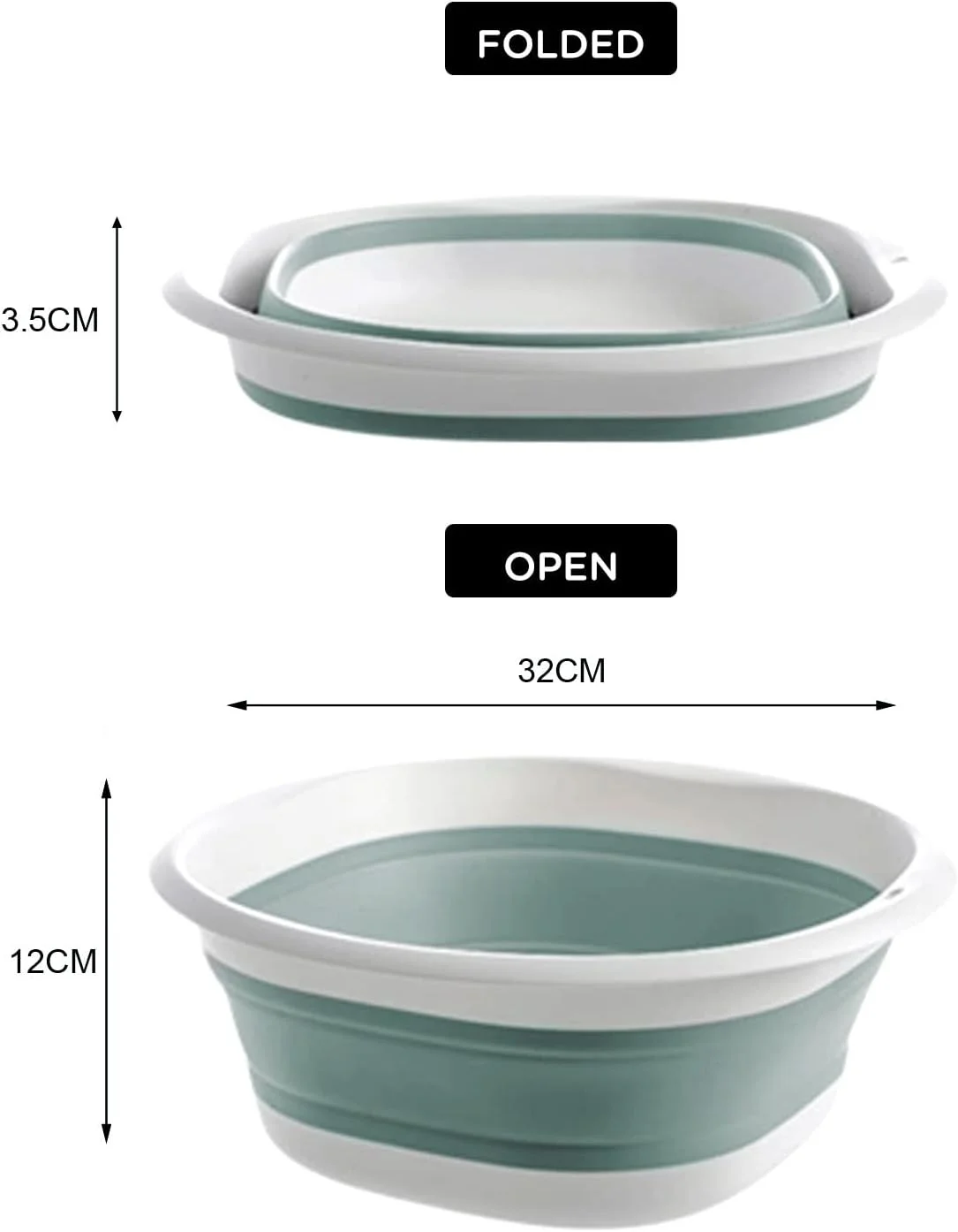 لگن تاشو چندمنظوره، لگن شستشوی قابل حمل، ظرف شستشوی تاشو گرد 5 لیتری، لگن تاشو پلاستیکی برای مسافرت، کمپینگ و آشپزخانه منزل، 32 سانتی متر