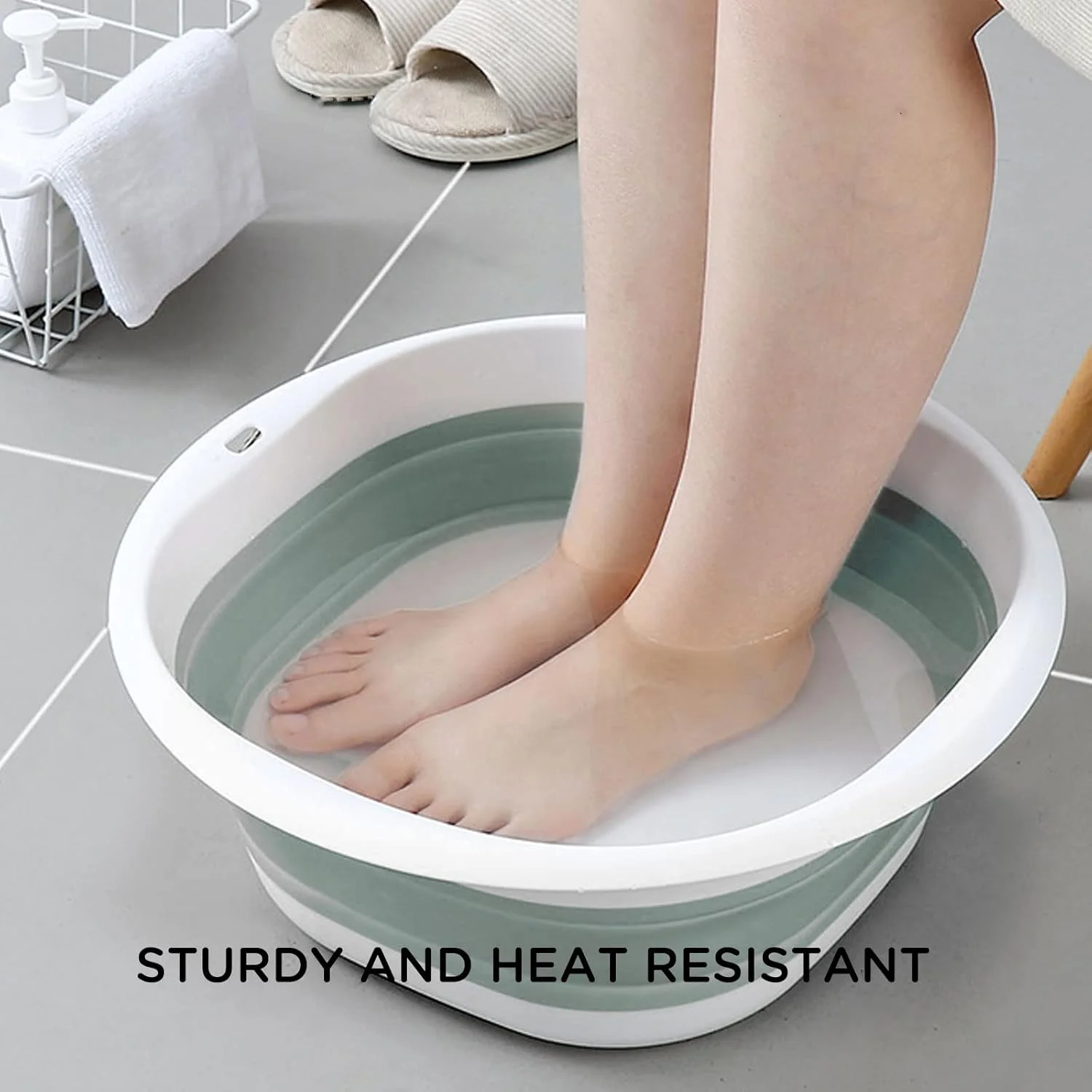 لگن تاشو چندمنظوره، لگن شستشوی قابل حمل، ظرف شستشوی تاشو گرد 5 لیتری، لگن تاشو پلاستیکی برای مسافرت، کمپینگ و آشپزخانه منزل، 32 سانتی متر