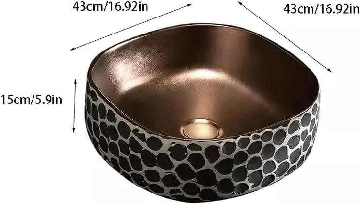 سینک روشویی، سینک روکار، سینک هنری هتل، تک لگن مربعی، سینک روشویی بالکن مدرن، کاسه روشویی (سایز: B) (تک