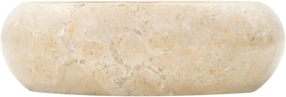 روشویی گرد vidaXL، کاربرپسند، مناسب فضای زندگی، کاسه روشویی حمام، بادوام، شیک، تزئینی، 40x12 سانتی متر، سنگ مرمر طبیعی، کرم