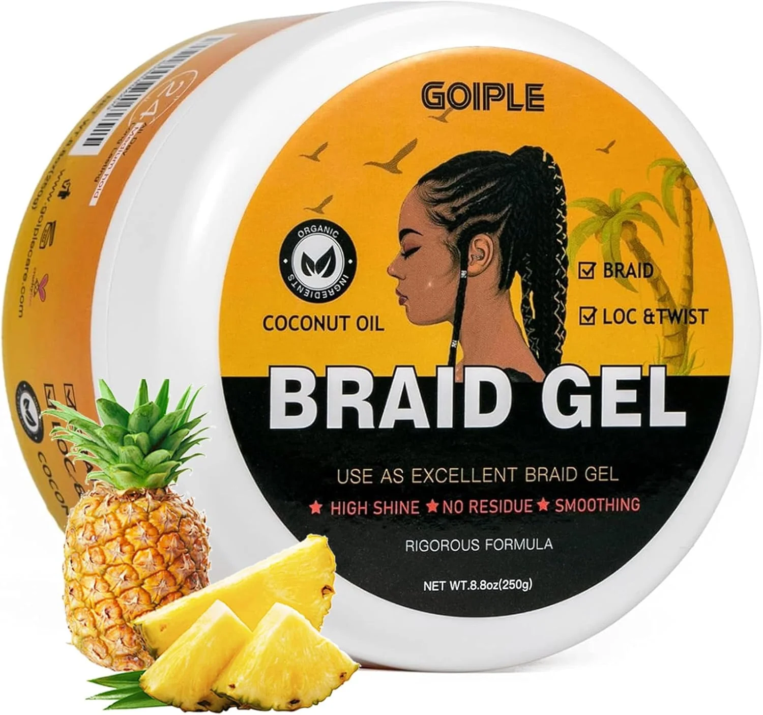 ژل بافت مو قوی Goiple، 250 گرم، برای از بین بردن وز مو، مناسب برای مدل‌های تابیده، بافت آفریقایی، لبه مو و بافت‌های چسبیده به سر، بدون ایجاد شوره، با قدرت نگهداری بالا و درخشش فوق‌العاده، استفاده آسان برای بافت مو و حالت دادن به لبه مو