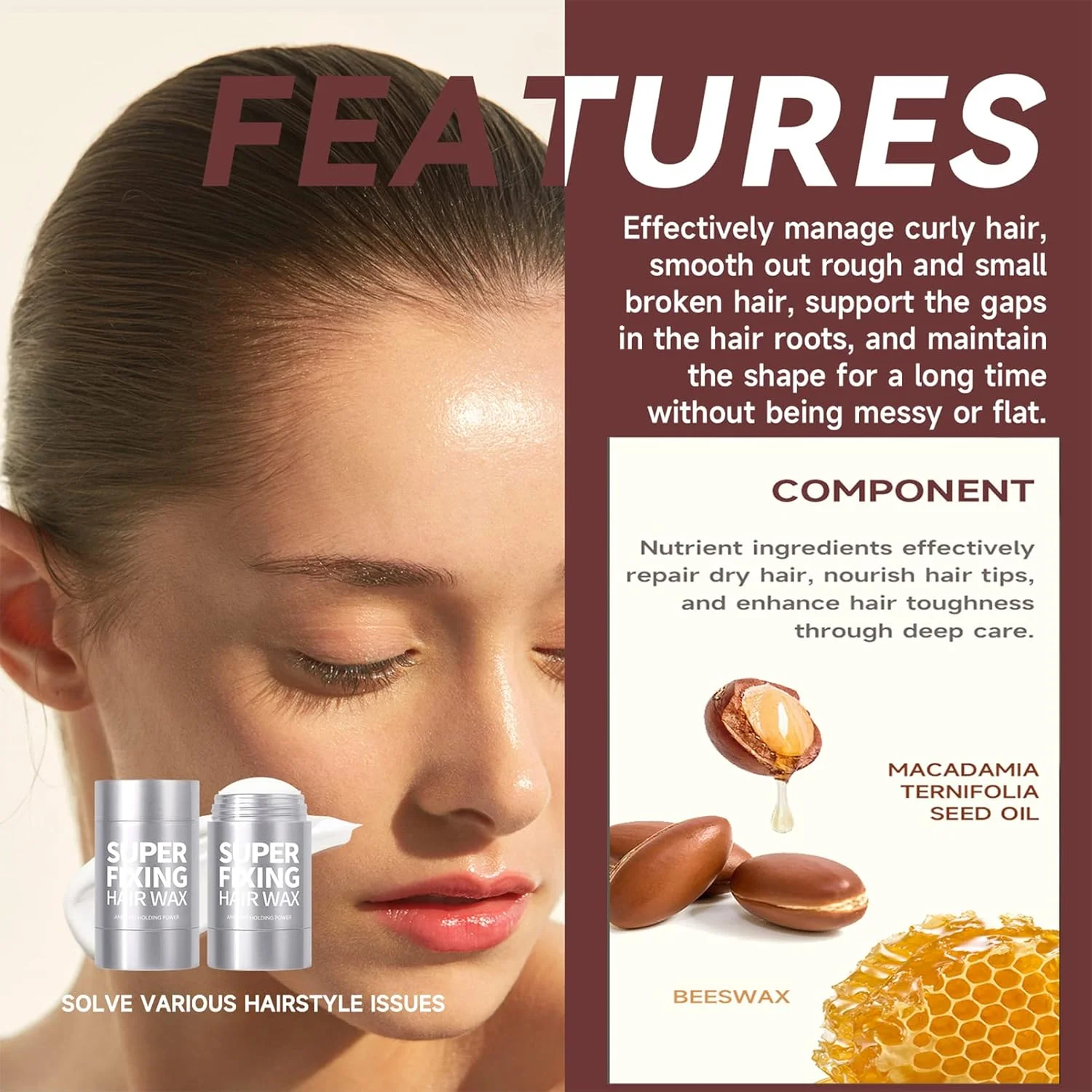 استیک واکس مو - محصولات موی فر - واکس حالت دهنده مو - پماد موی غیر چرب برای کنترل لبه مو - ژل حالت دهنده برای موهای وز و شکسته - شستشوی آسان مناسب برای همه مدل ها استیک واکس مو - محصولات موی فر - واکس حالت دهنده مو - پماد موی غیر چرب برای کنترل لبه مو - ژل حالت دهنده برای موهای وز و شکسته - شستشوی آسان مناسب برای همه مدل ها