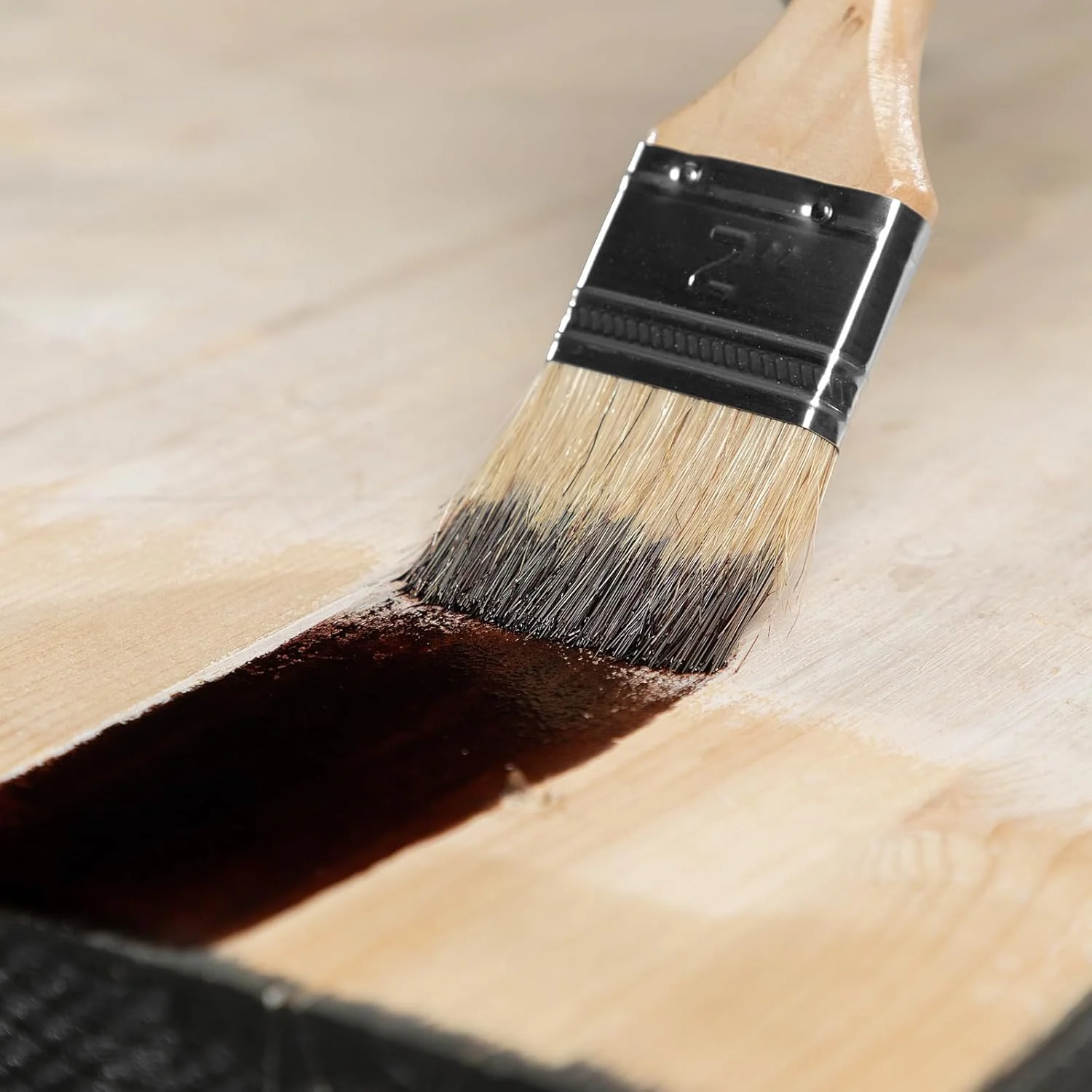 قلم موی تخت MTX "استاندارد" با موی طبیعی و دسته چوبی (2 اینچ)