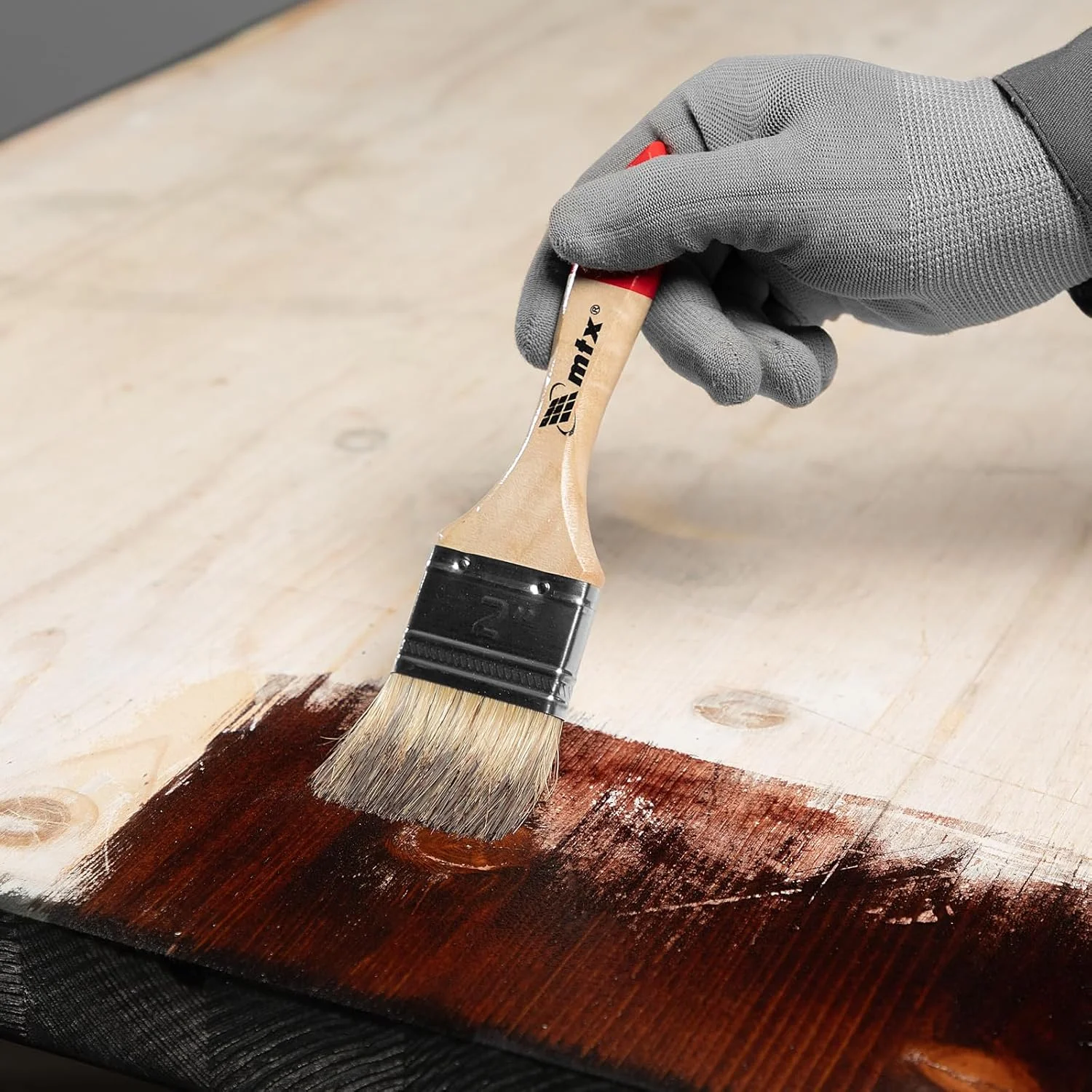 قلم موی تخت MTX "استاندارد" با موی طبیعی و دسته چوبی (2 اینچ)