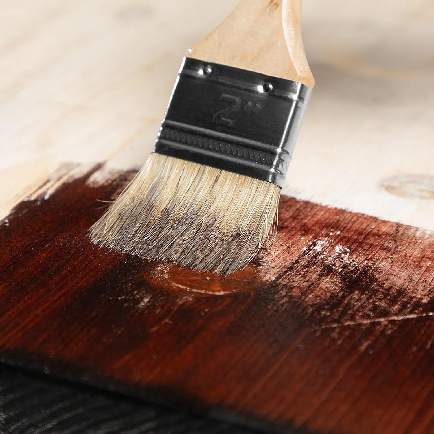 قلم موی تخت MTX "استاندارد" با موی طبیعی و دسته چوبی (2 اینچ)