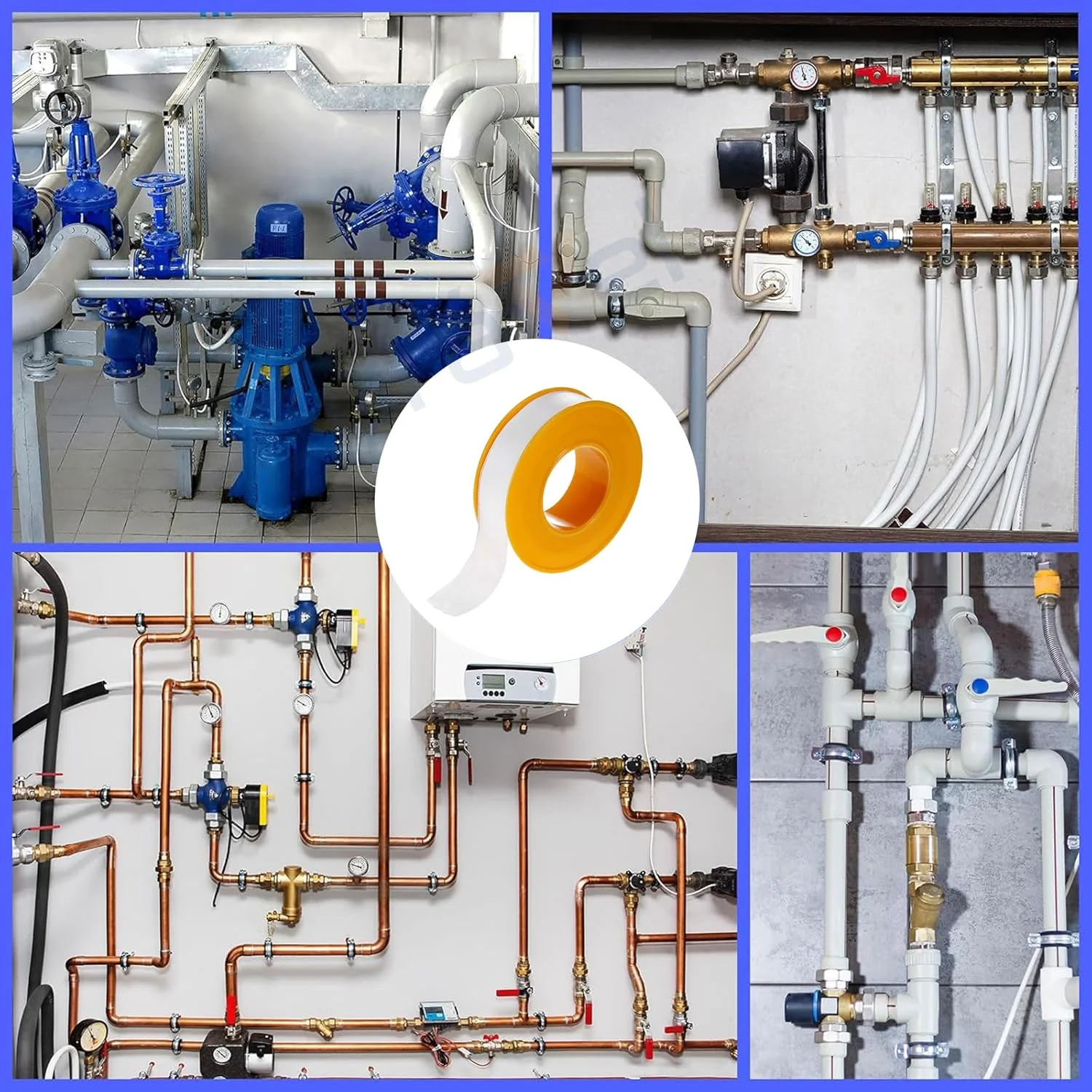 نوار تفلون، نوارهای آب بندی رزوه، نوار آب بندی رزوه PTFE برای لوله کش ها، نوار آب بندی برای لوله های آب با رزوه 19 میلی متری (1 عدد، سفید)