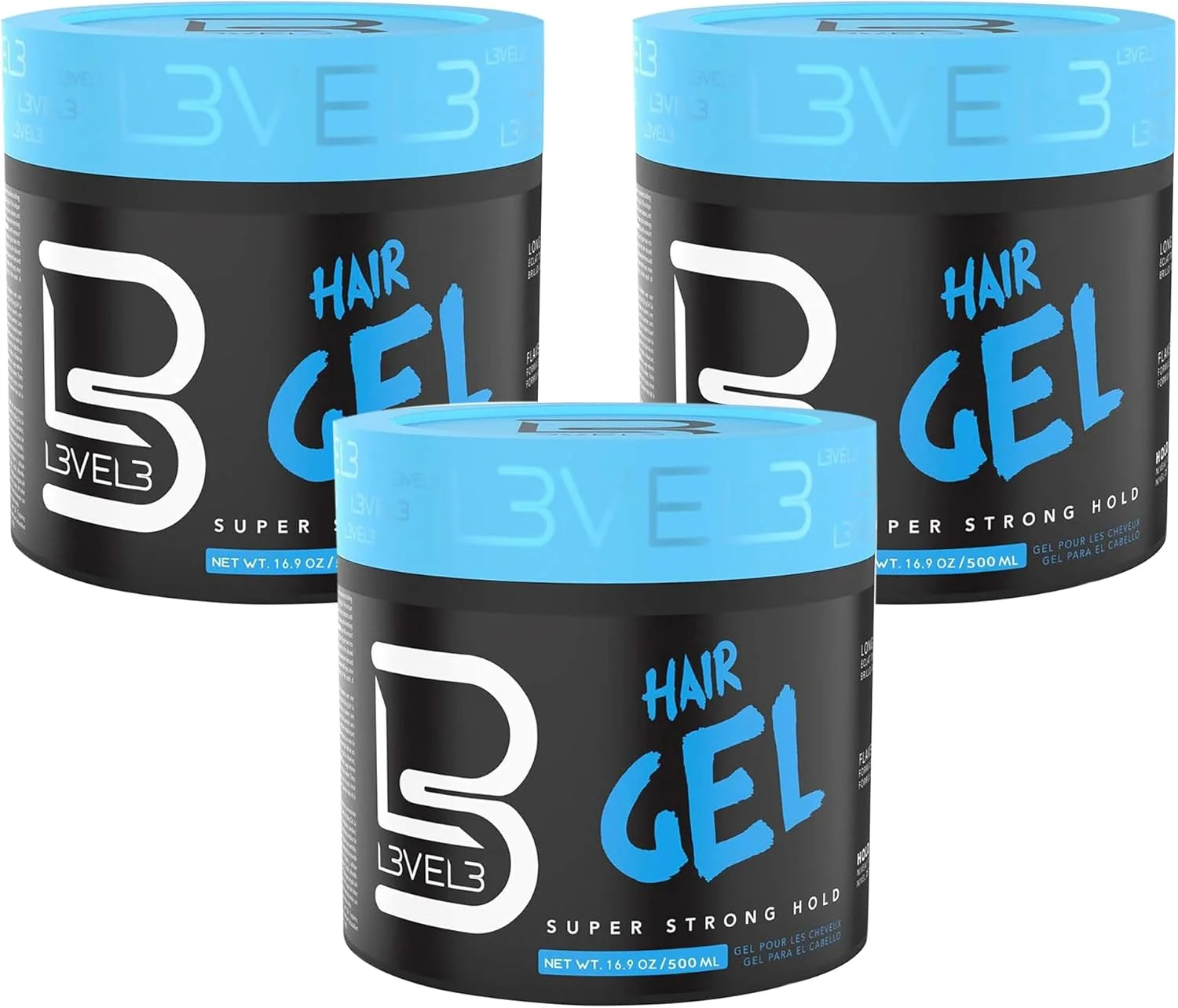 ژل موی لِوِل 3 - قدرت نگهداری فوق العاده قوی - بدون ایجاد شوره - درخشش ماندگار L3 - برای آقایان و بانوان - ژل لِوِل تری - افزایش حجم و بافت - بسته 3 عددی 500 میلی لیتری