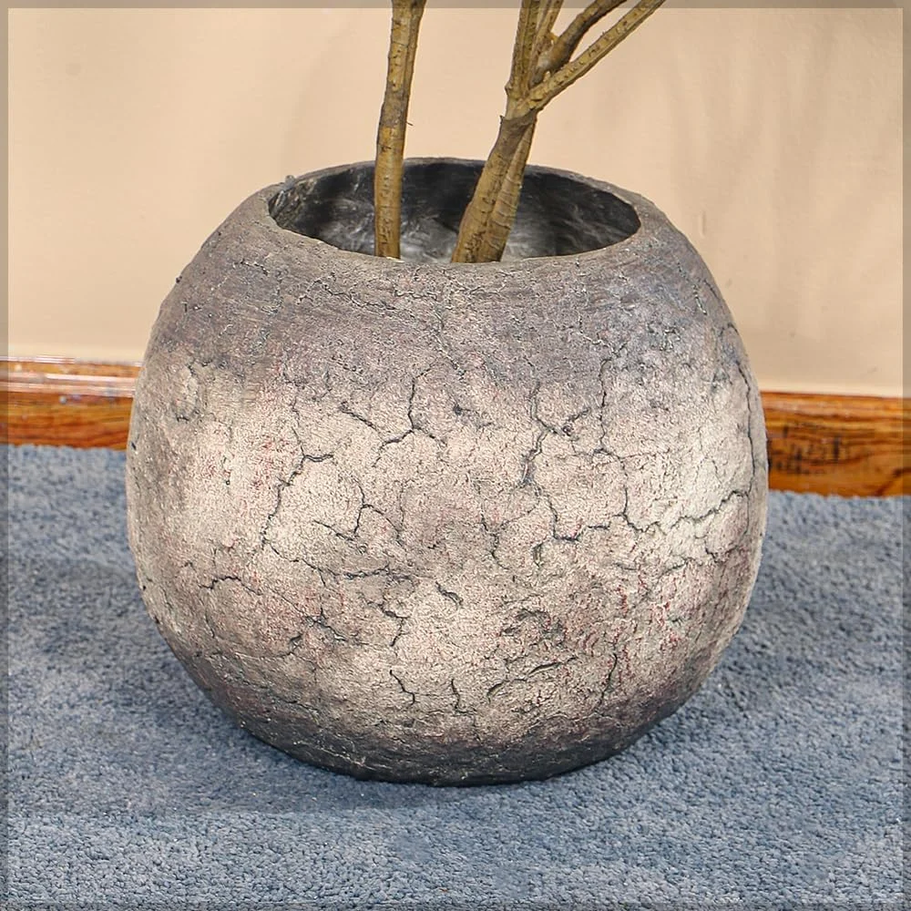 گلدان گیاه یاتای، گلدان بتنی با بافت ترک خورده و ظاهر سنگی بادوام با سوراخ زهکشی، گلدان های مقاوم در برابر آب و هوا، گلدان گل سرپوشیده و روباز برای دفتر کار منزل، پاسیو، بالکن (32X27)