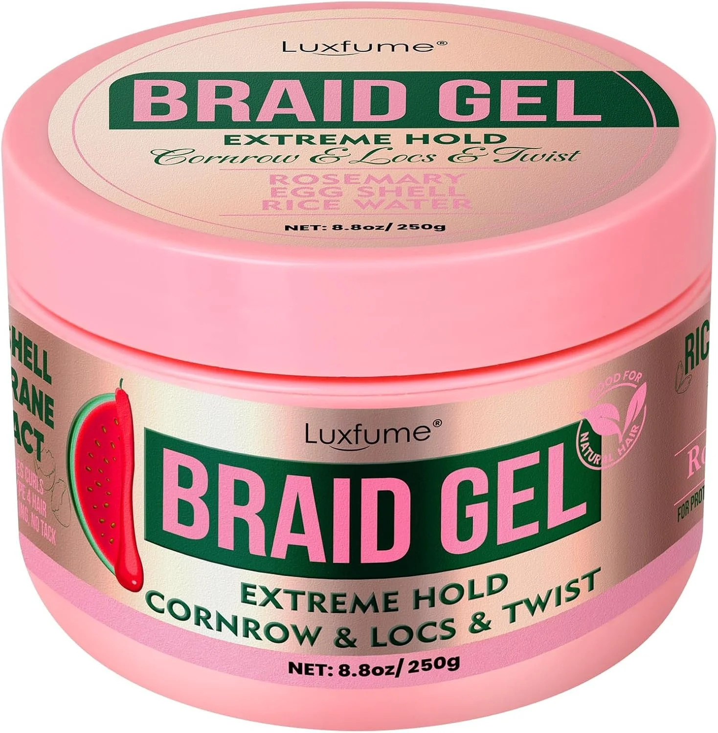 ژل بافت مو با قدرت نگهداری فوق العاده - مناسب برای بافت، تاب، درِد و مرتب کردن موهای زائد، کنترل وز با روغن رزماری، درخشش بالا، رایحه هندوانه، بدون ایجاد پوسته