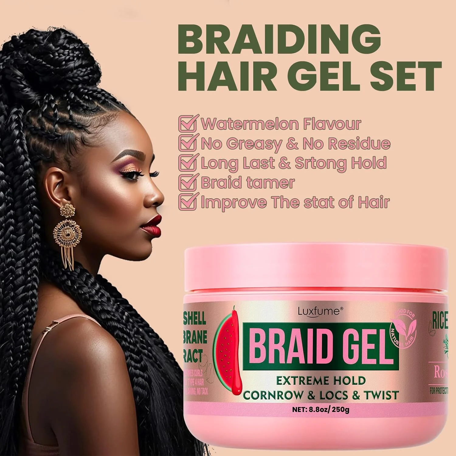 ژل بافت مو با قدرت نگهداری فوق العاده - مناسب برای بافت، تاب، درِد و مرتب کردن موهای زائد، کنترل وز با روغن رزماری، درخشش بالا، رایحه هندوانه، بدون ایجاد پوسته ژل بافت مو با قدرت نگهداری فوق العاده - مناسب برای بافت، تاب، درِد و مرتب کردن موهای زائد، کنترل وز با روغن رزماری، درخشش بالا، رایحه هندوانه، بدون ایجاد پوسته